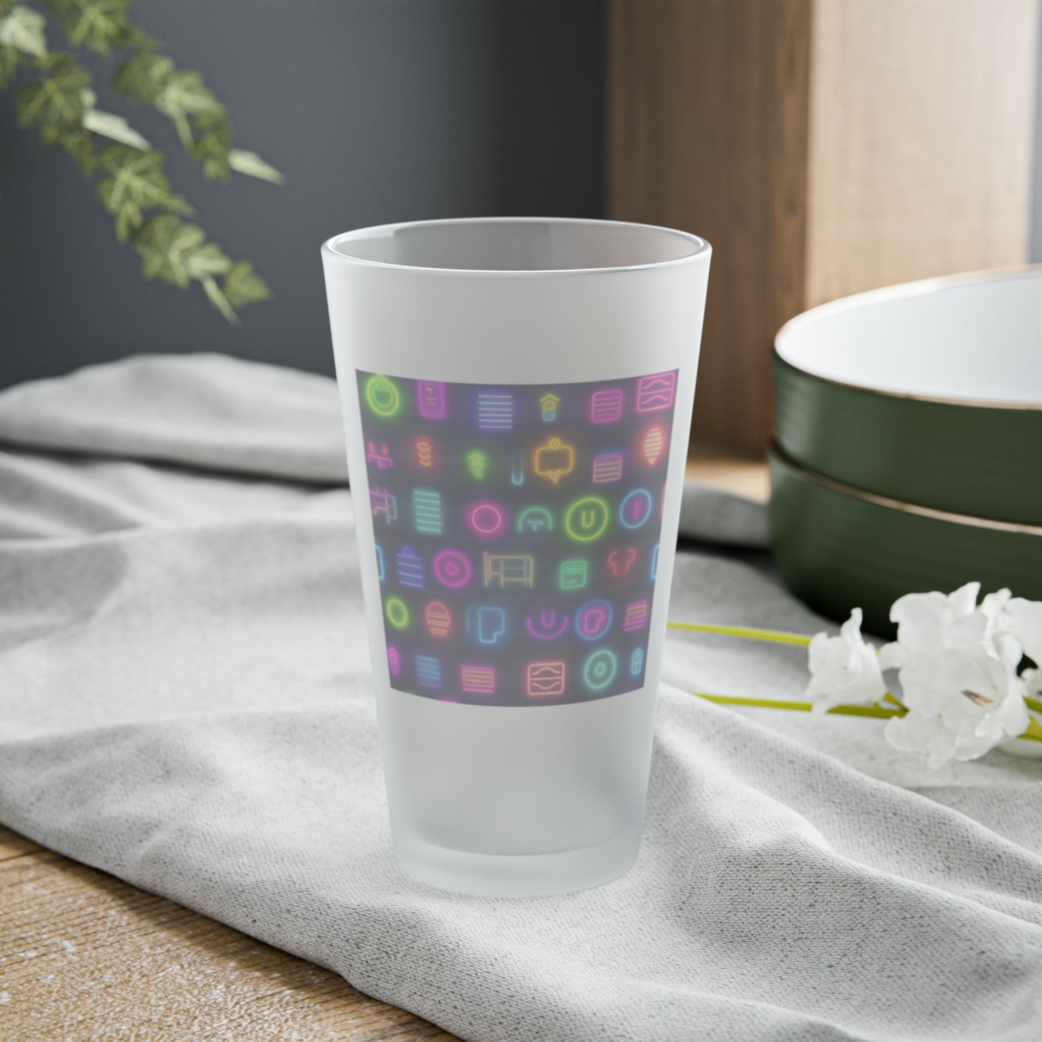 Frosted Pint Glass, 16oz - Vibrant Designs 09