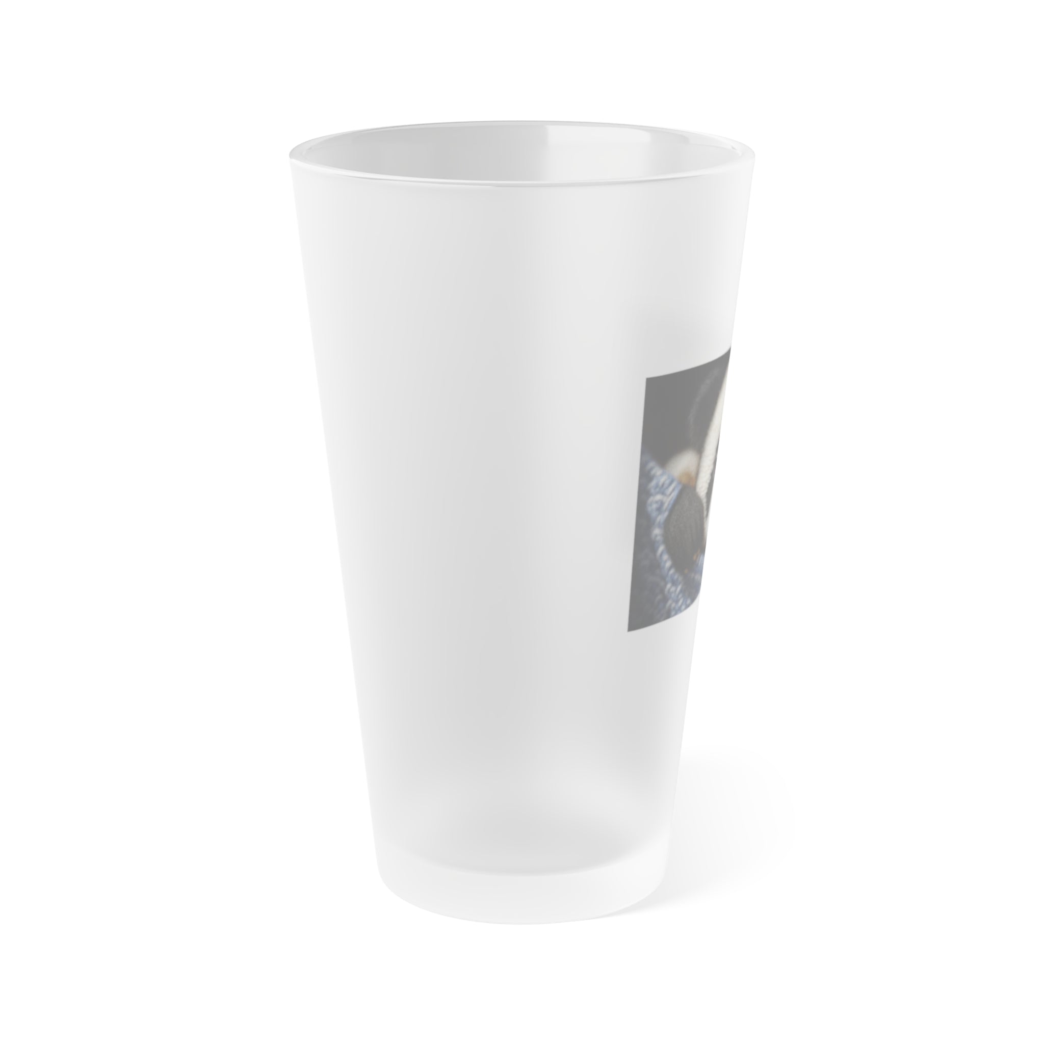 Frosted Pint Glass, 16oz - Animal Knit Arts, Panda cub