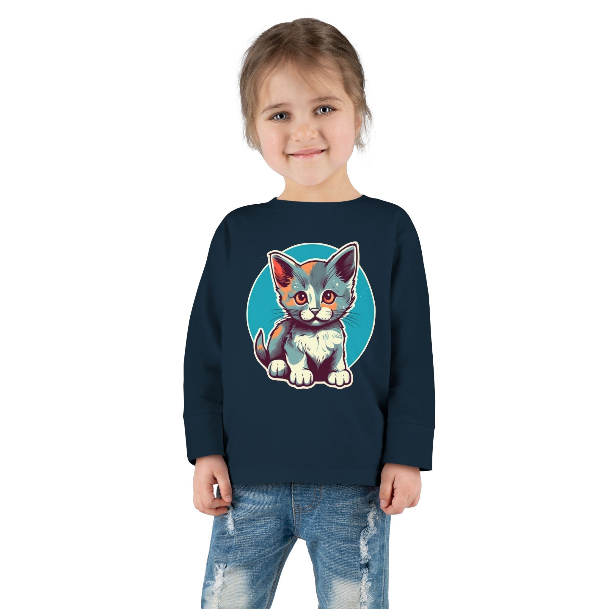 Toddler Long Sleeve Tee - Cat Kitten