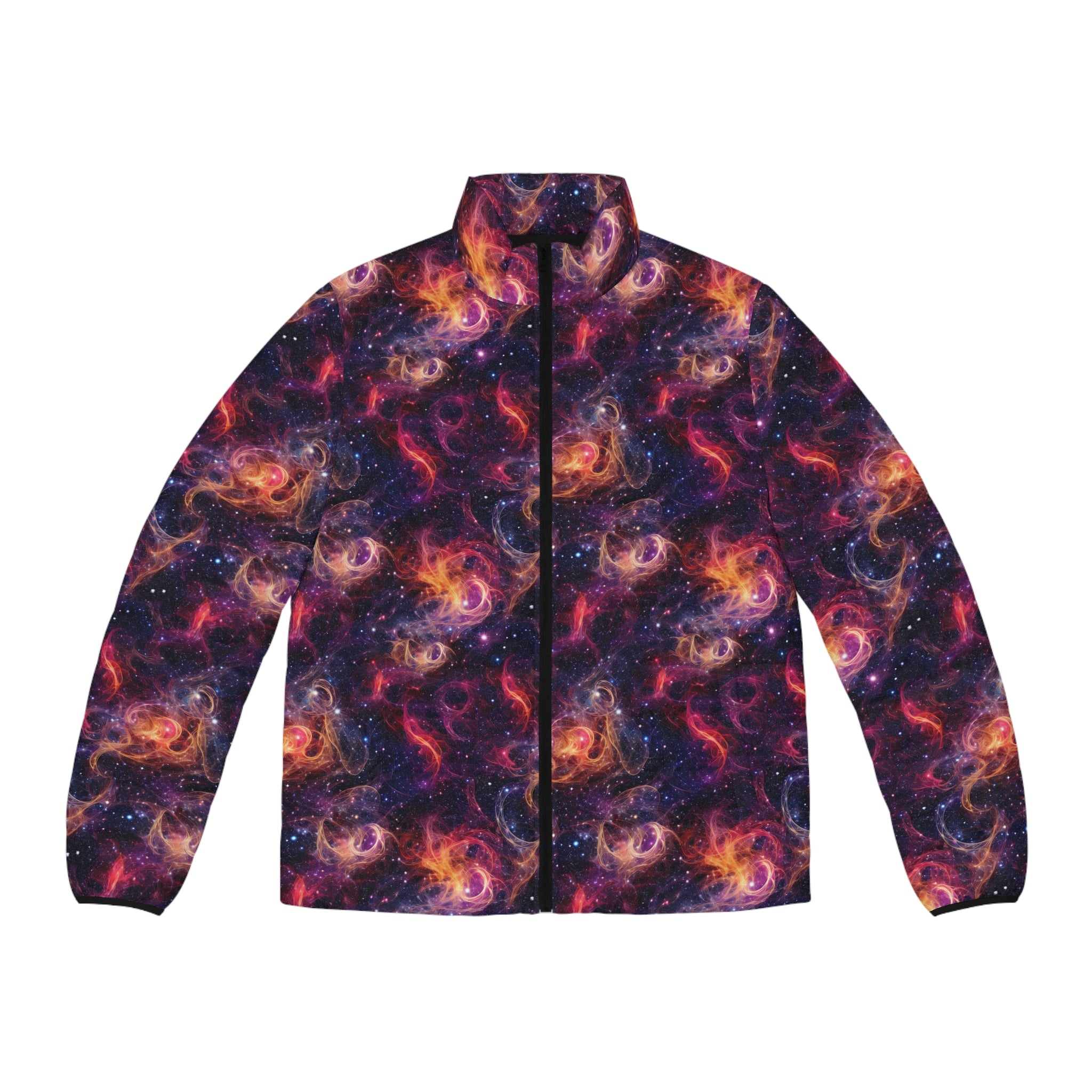 Men's Puffer Jacket (AOP) - Digital Galaxies 01