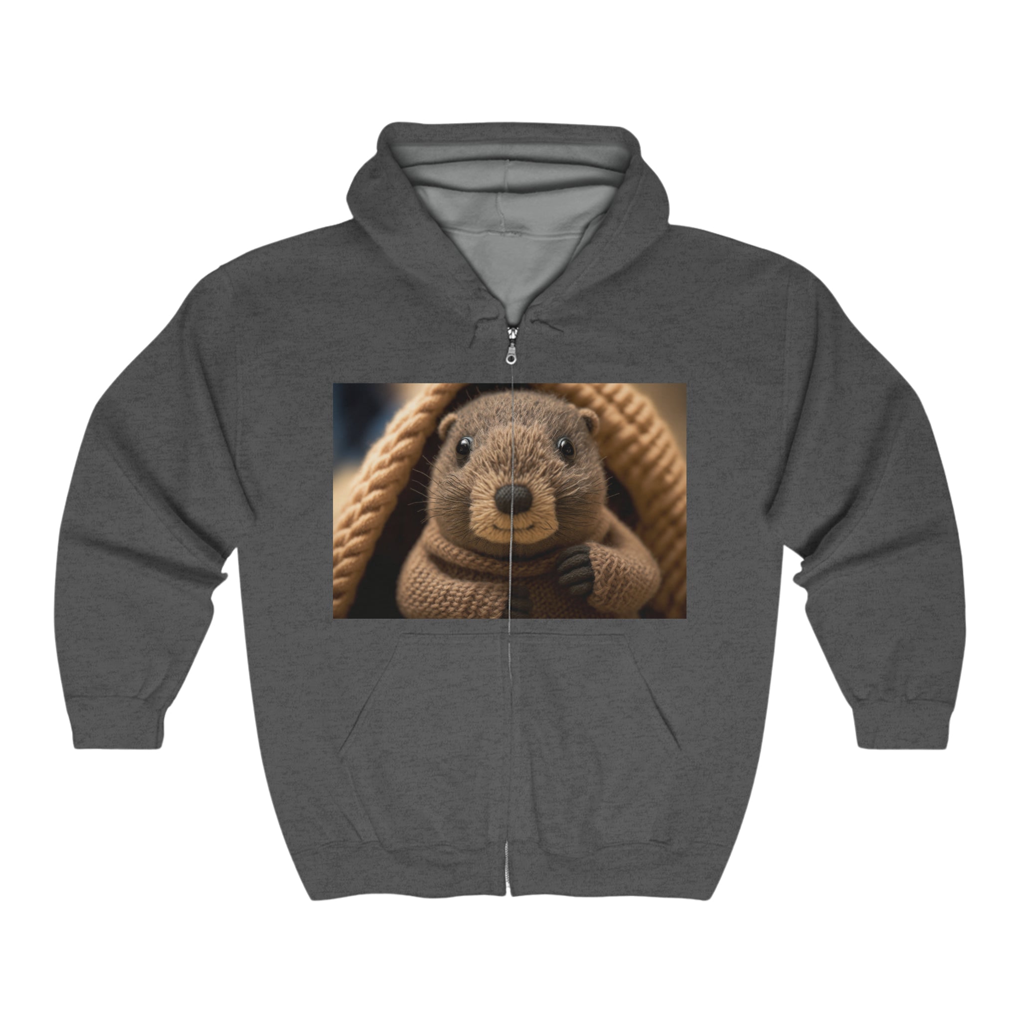 Unisex Heavy Blend™ Full Zip Hooded Sweatshirt - Baby Animals - Groundhog