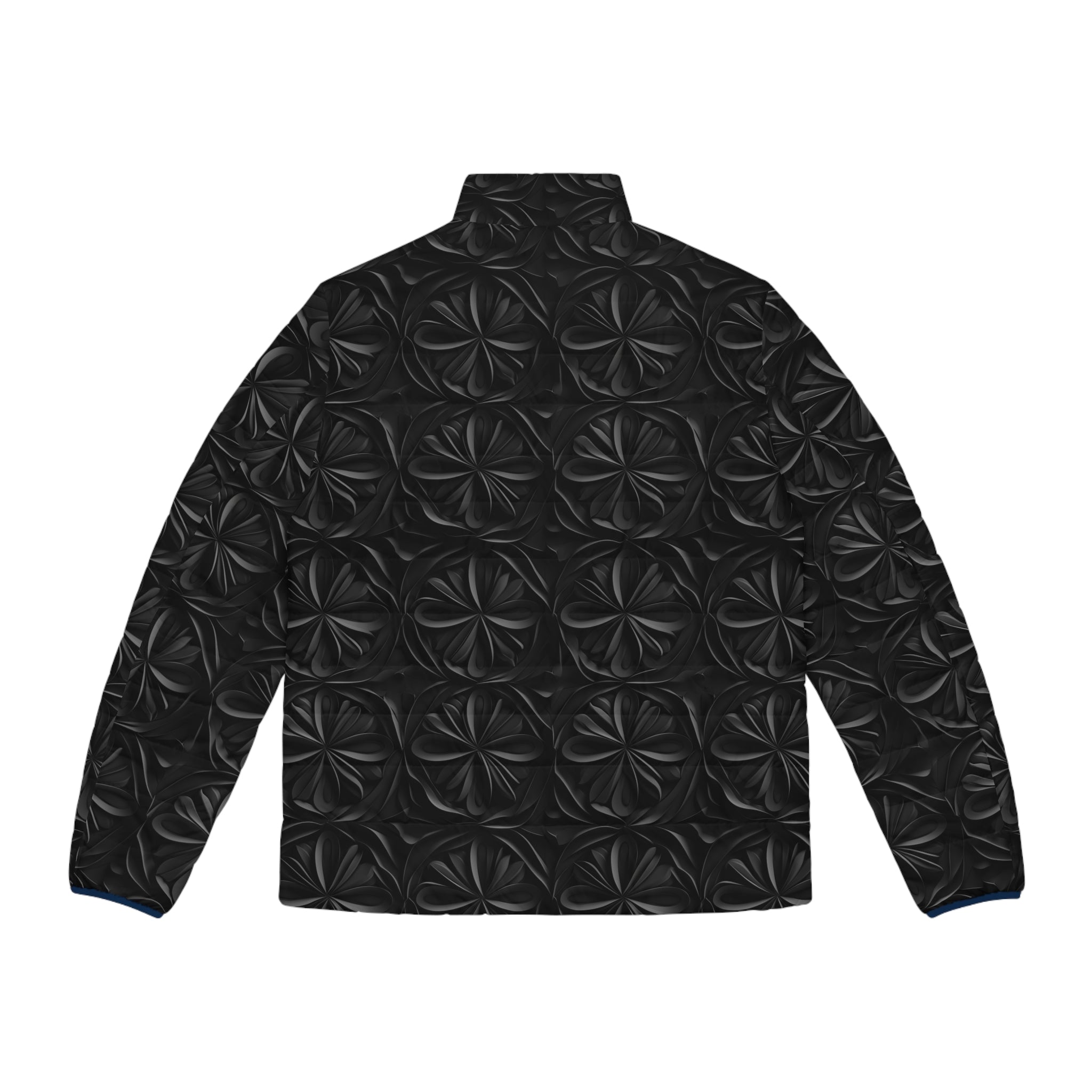 Men's Puffer Jacket (AOP) - Black Noir Designs 02