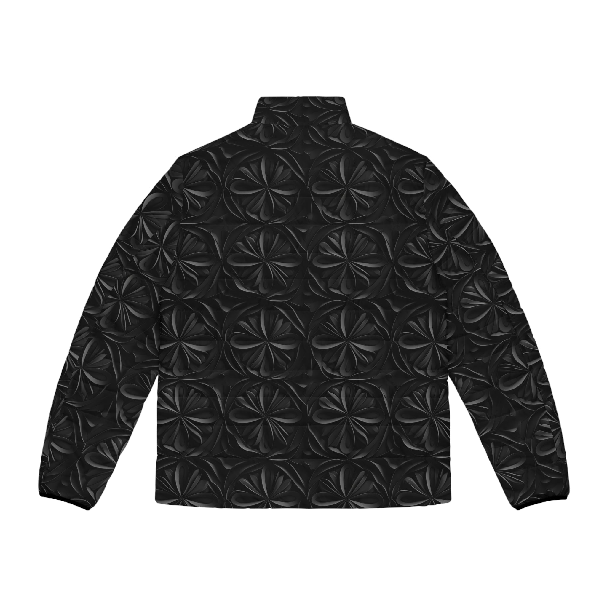 Men's Puffer Jacket (AOP) - Black Noir Designs 02