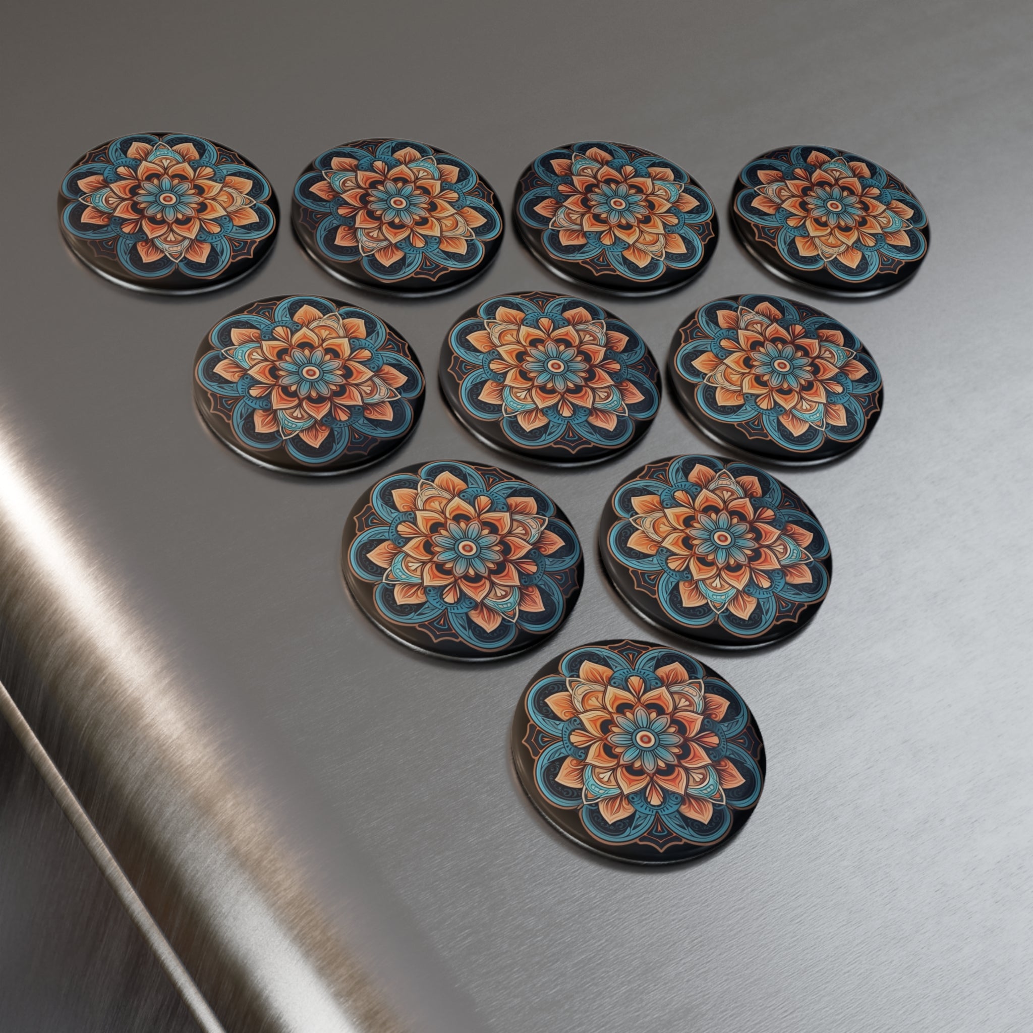 Button Magnet, Round (1 & 10 pcs) - Mandalas 18
