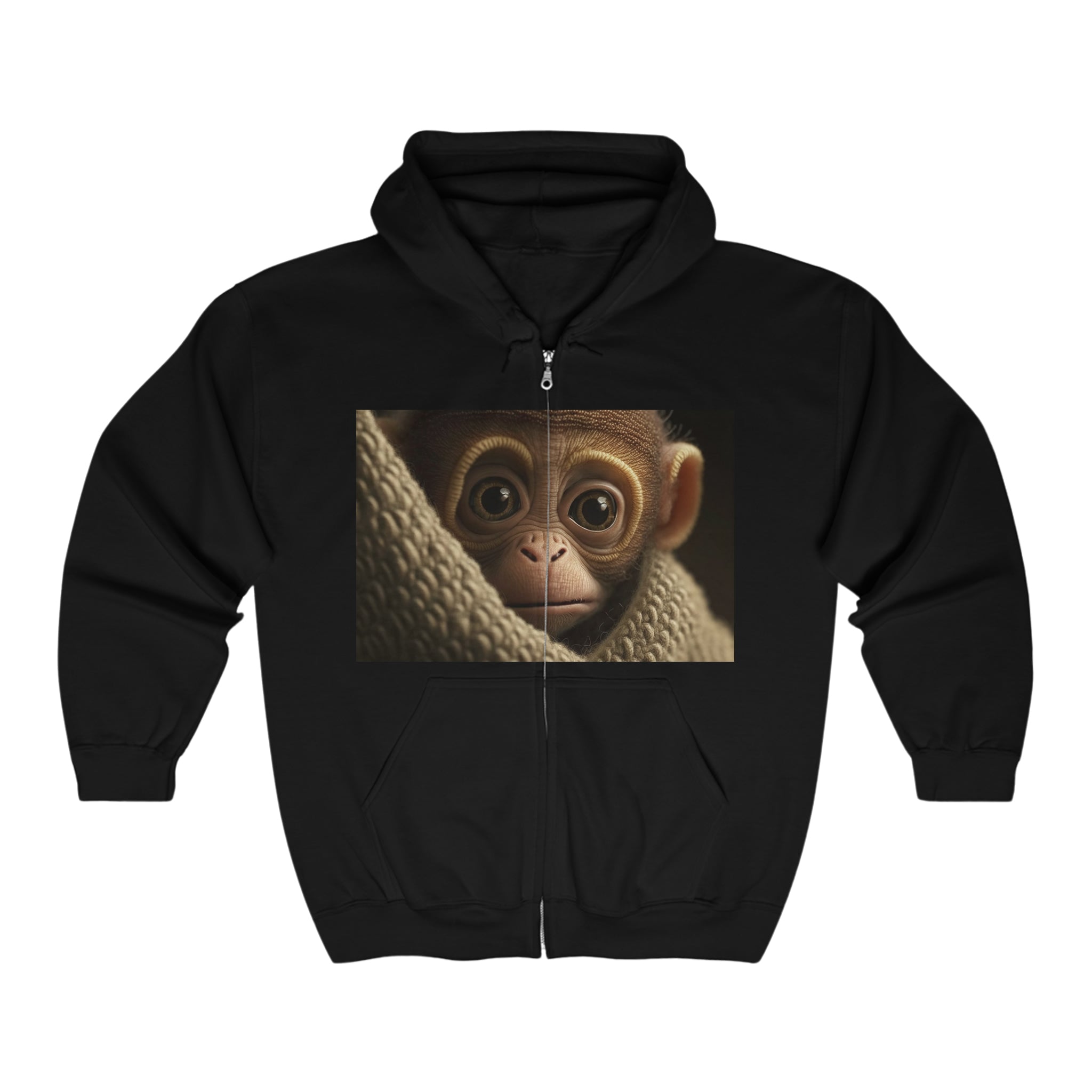 Unisex Heavy Blend™ Full Zip Hooded Sweatshirt - Baby Animals - Monkey