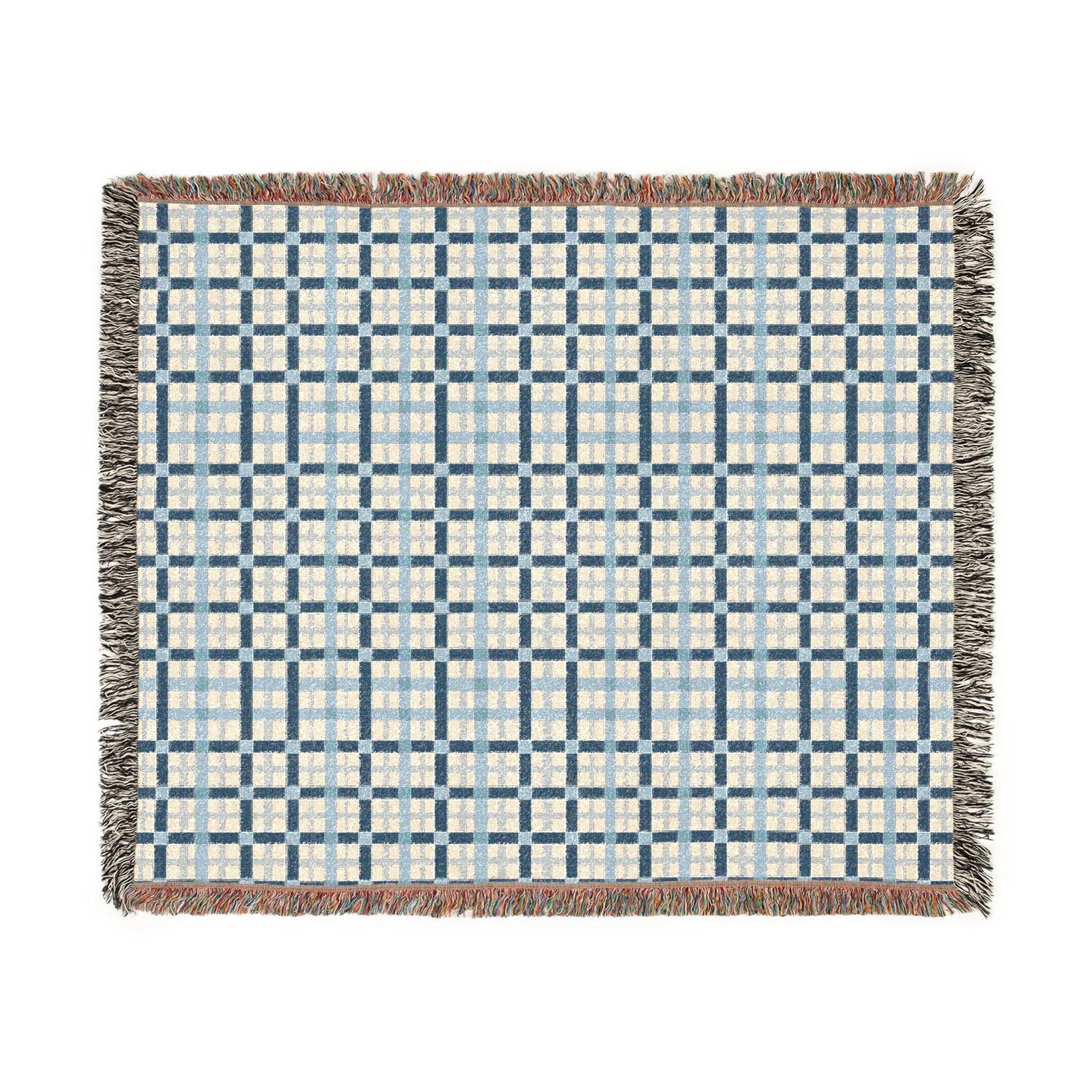Woven Throw Blanket — Reversible Cozy Check Pattern for Living Room & Cabin - Design 01