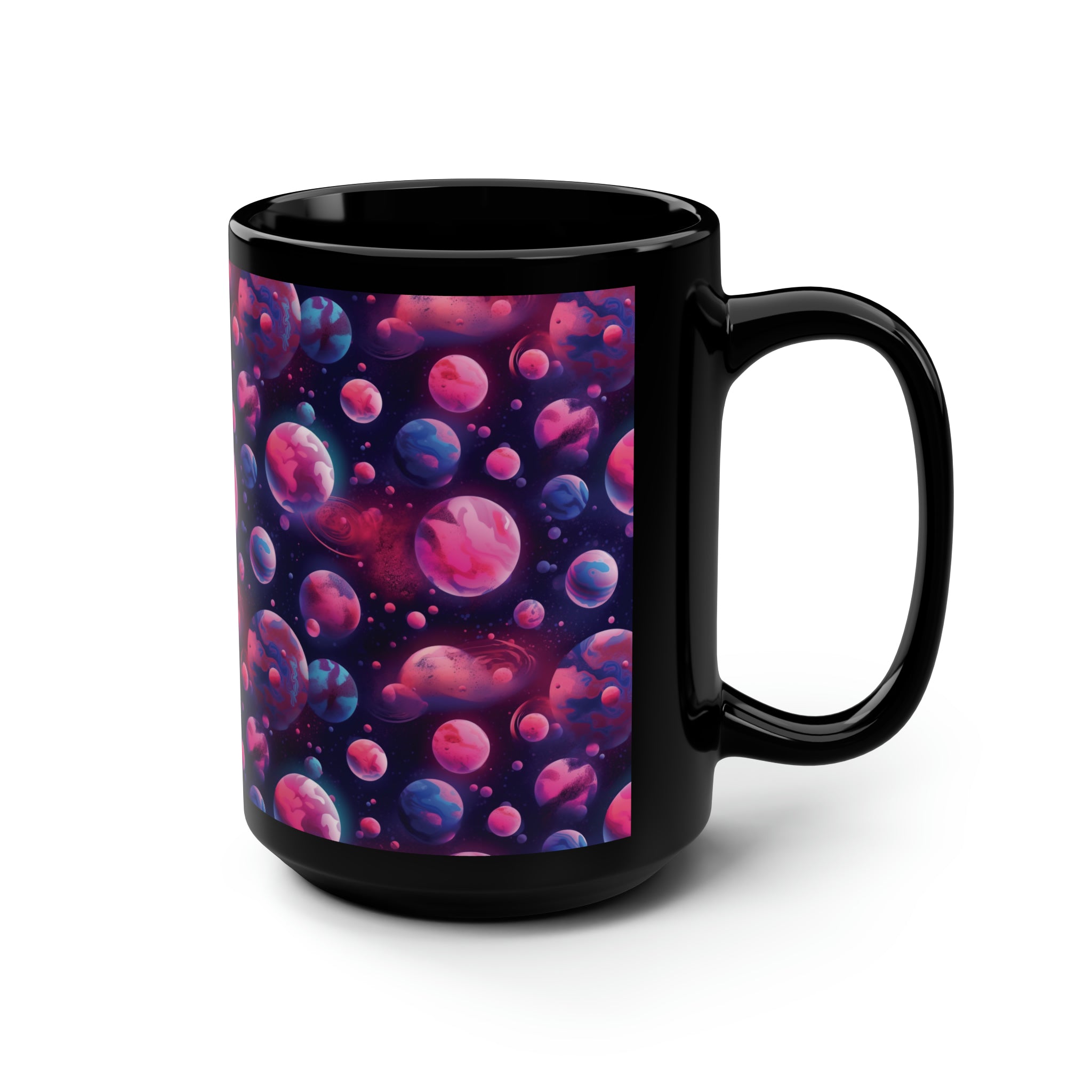 Black Mug, 15oz (AOP) - Fantasy Galaxies 09