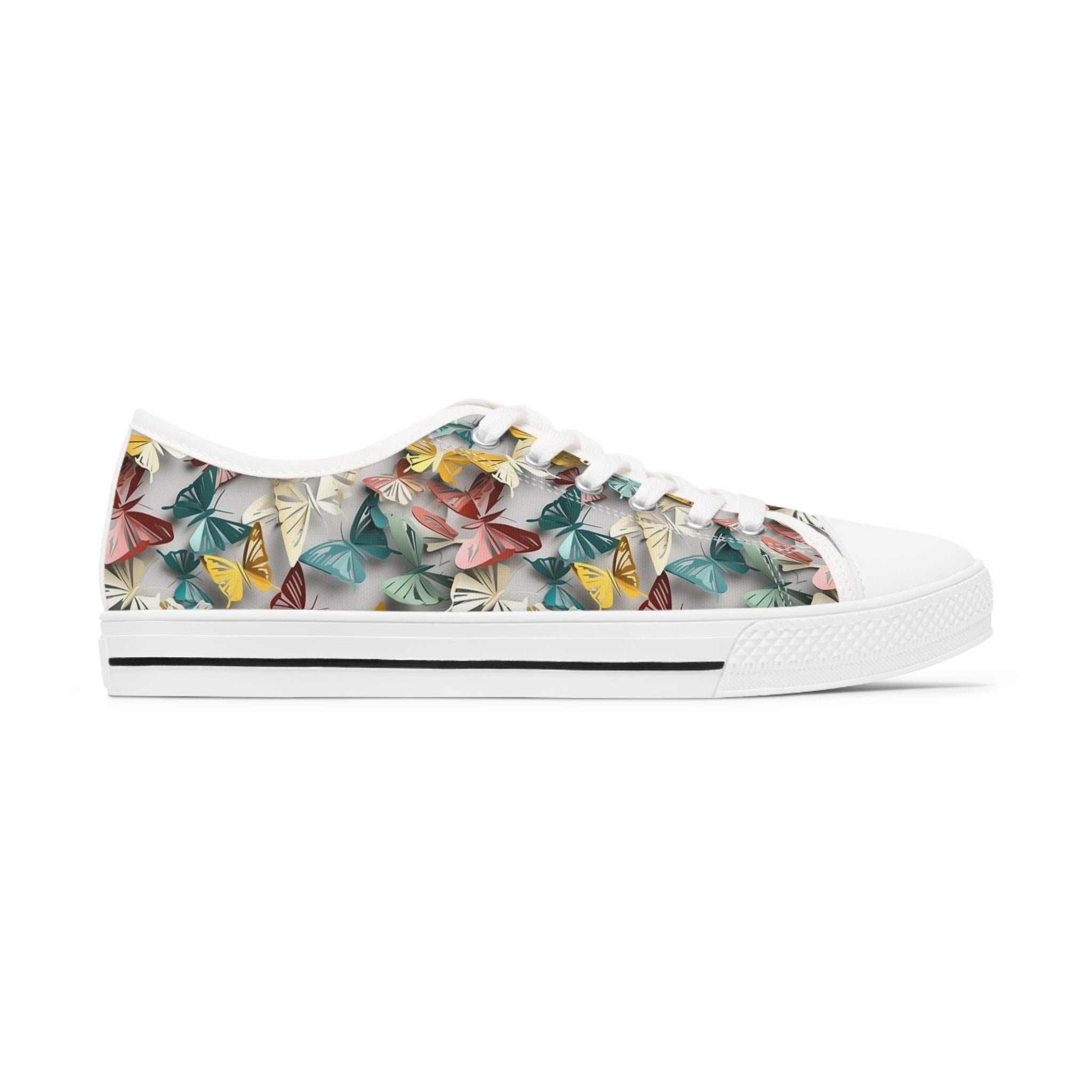Women's Low Top Sneakers (AOP) - Seamless Butterfly Designs 02