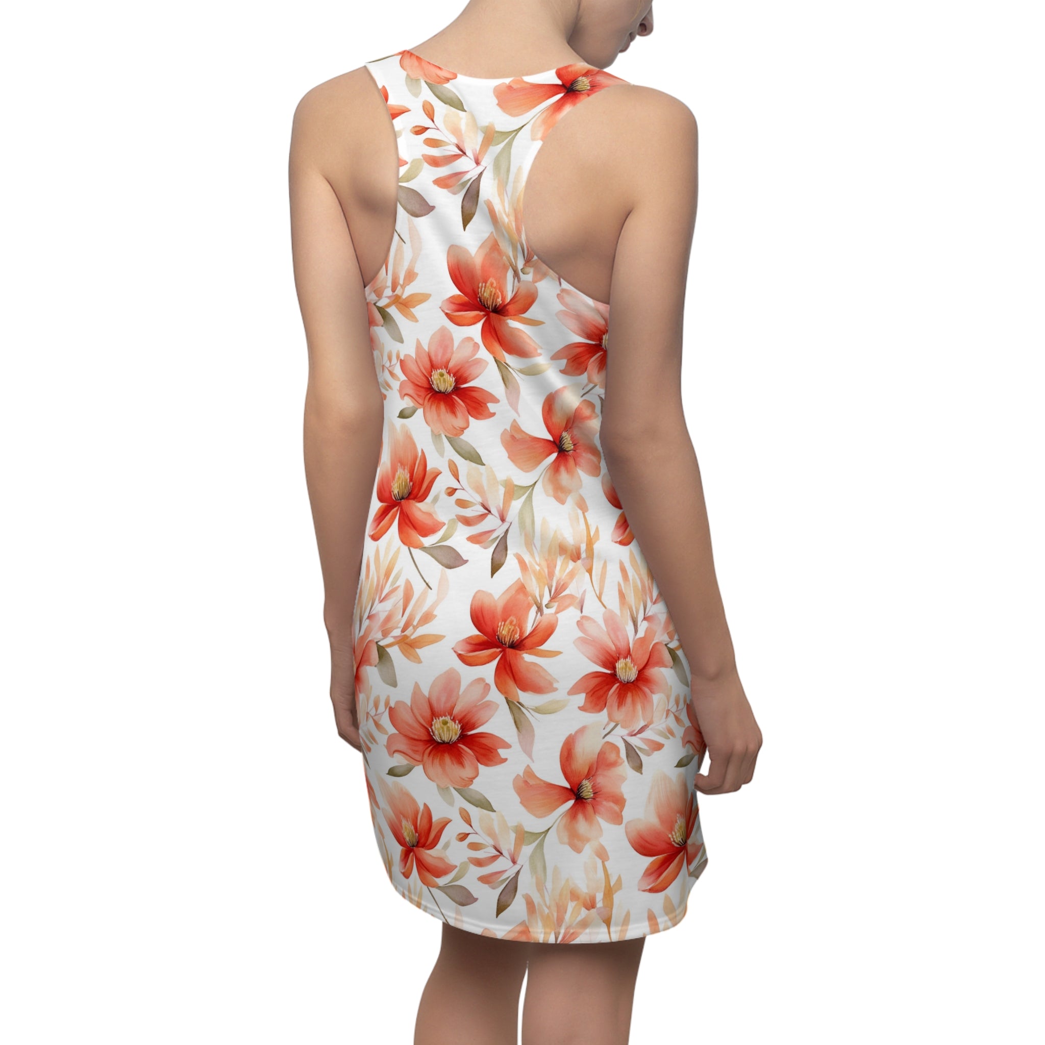 Women's Cut & Sew Racerback Dress (AOP) - Seamless Flower Watercolor Designs 03