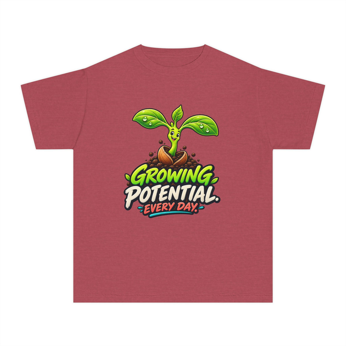 Growing Seedling, a Science design, on a youth midweight cotton tee