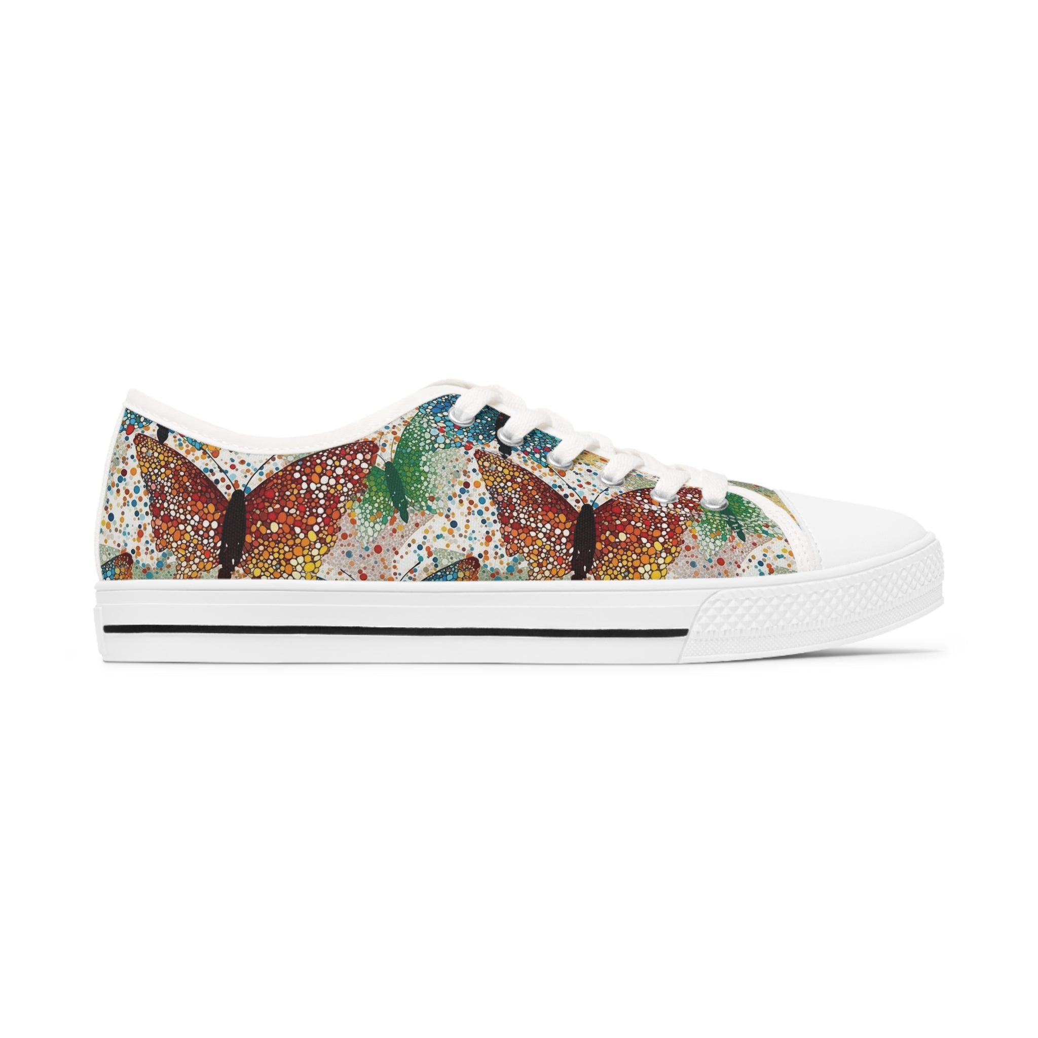 Women's Low Top Sneakers (AOP) - Seamless Butterfly Designs 08