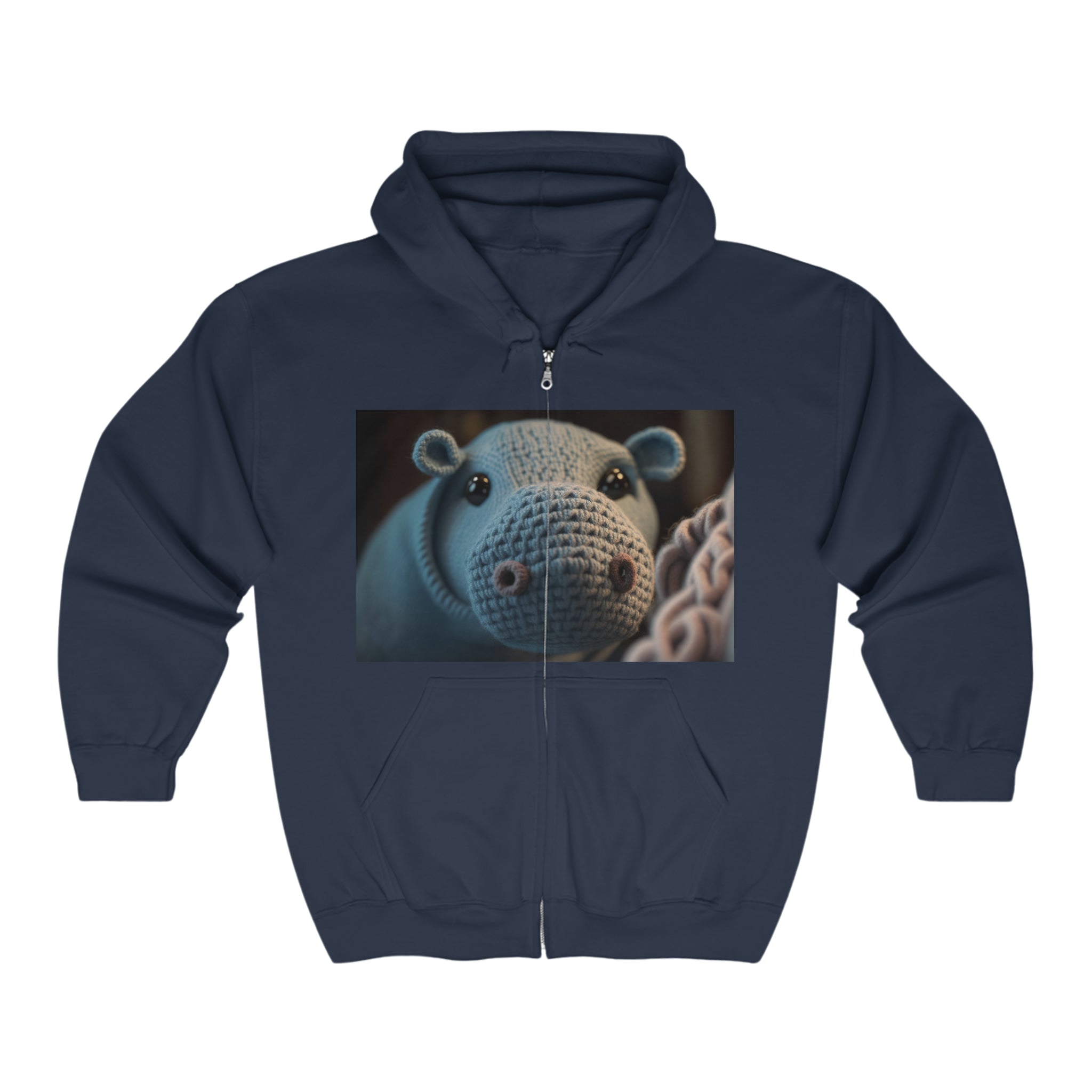 Unisex Heavy Blend™ Full Zip Hooded Sweatshirt - Baby Animals - Hippopotamus