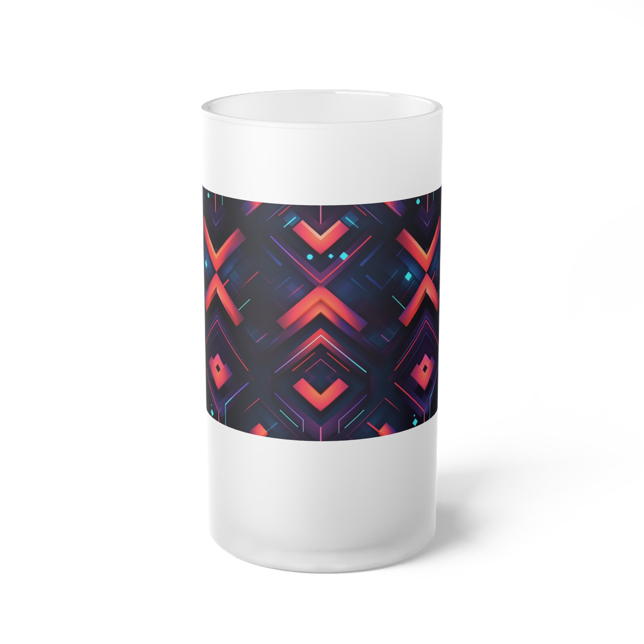 Frosted Glass Beer Mug (AOP) - Seamless Futuristic Designs 03