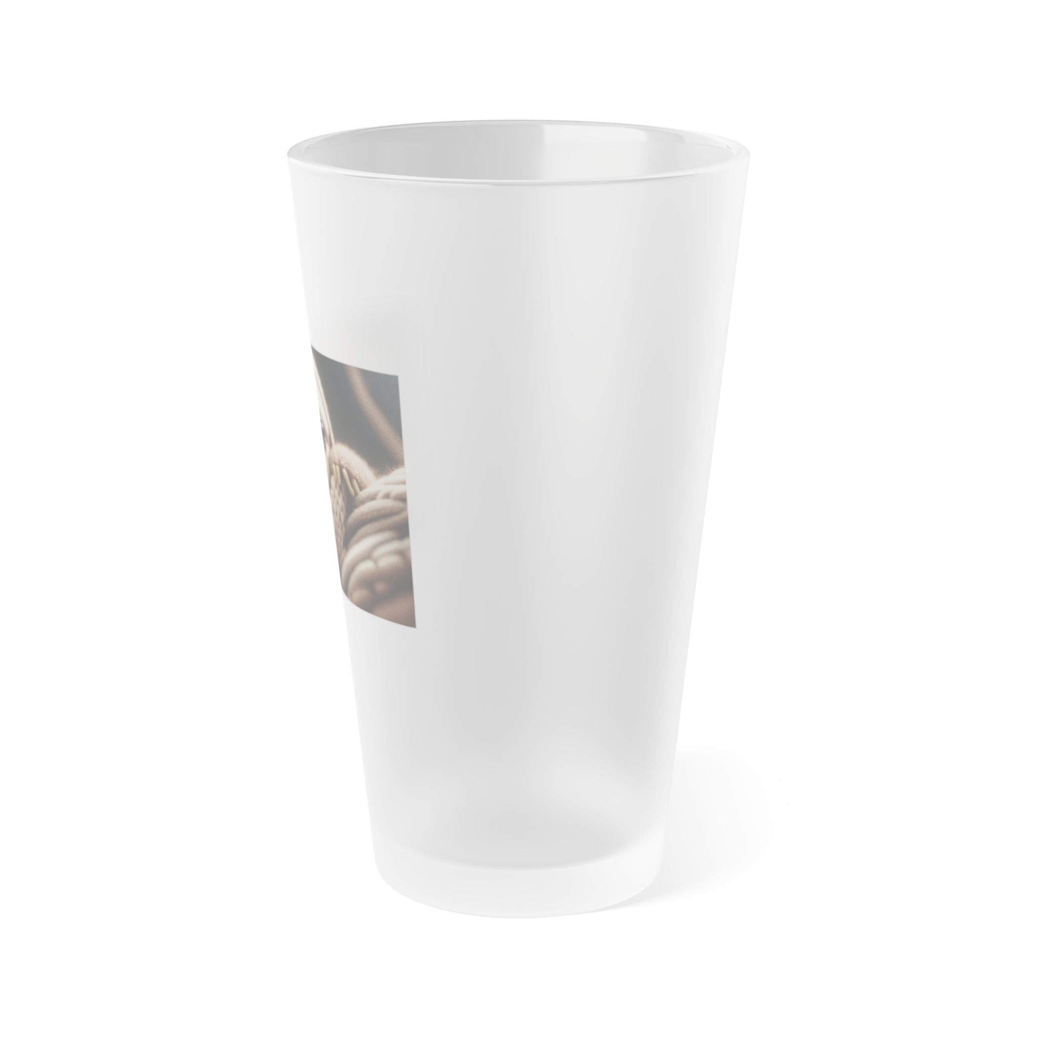 Frosted Pint Glass, 16oz - Animal Knit Arts, Sloth pup