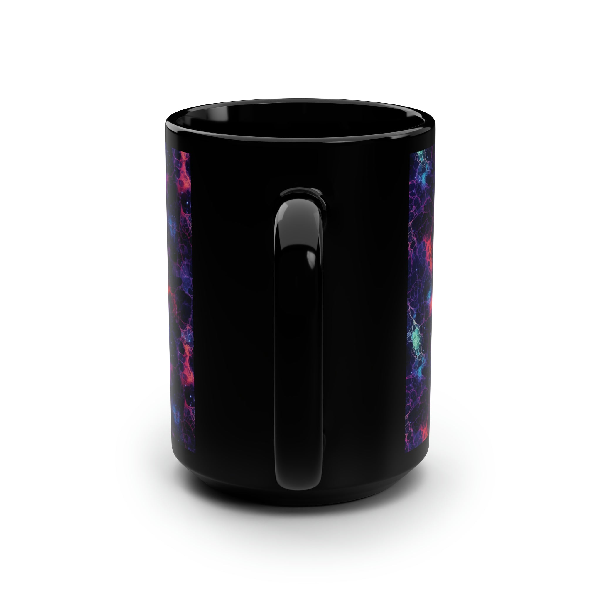 Black Mug, 15oz (AOP) - Fantasy Galaxies 08