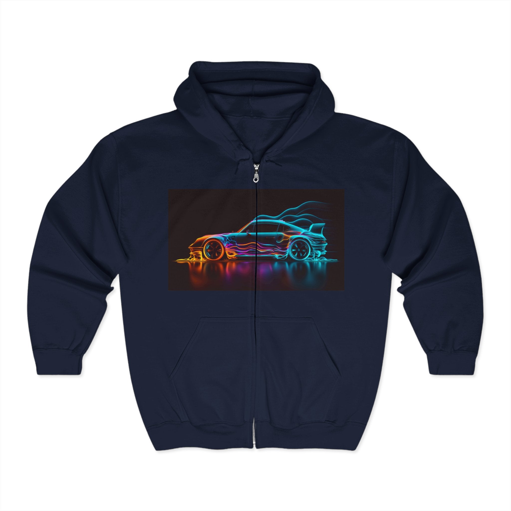 Unisex Heavy Blend™ Full Zip Hooded Sweatshirt - Neon Car 02