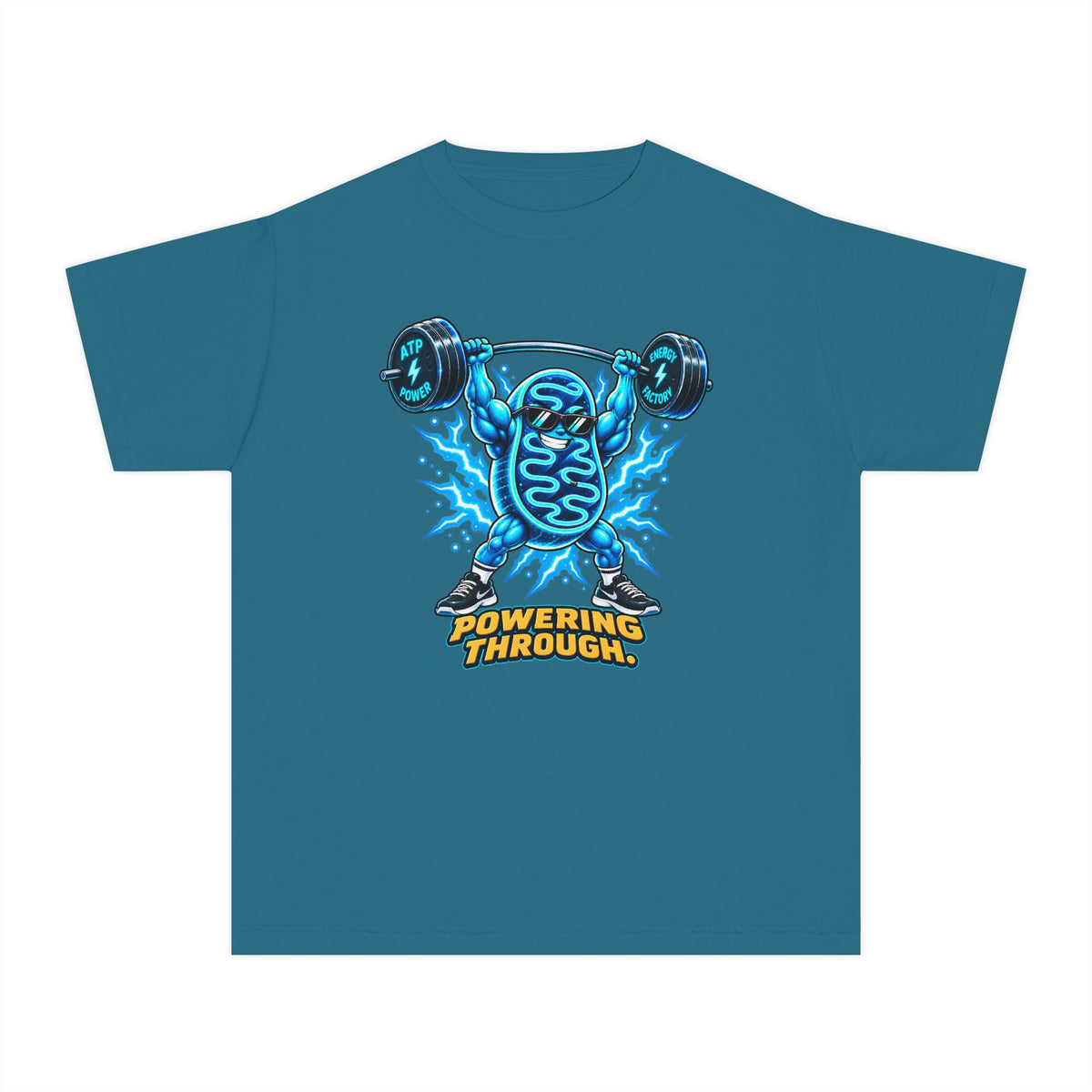 Mitochondria Powerhouse, a Science design, on a youth midweight cotton tee