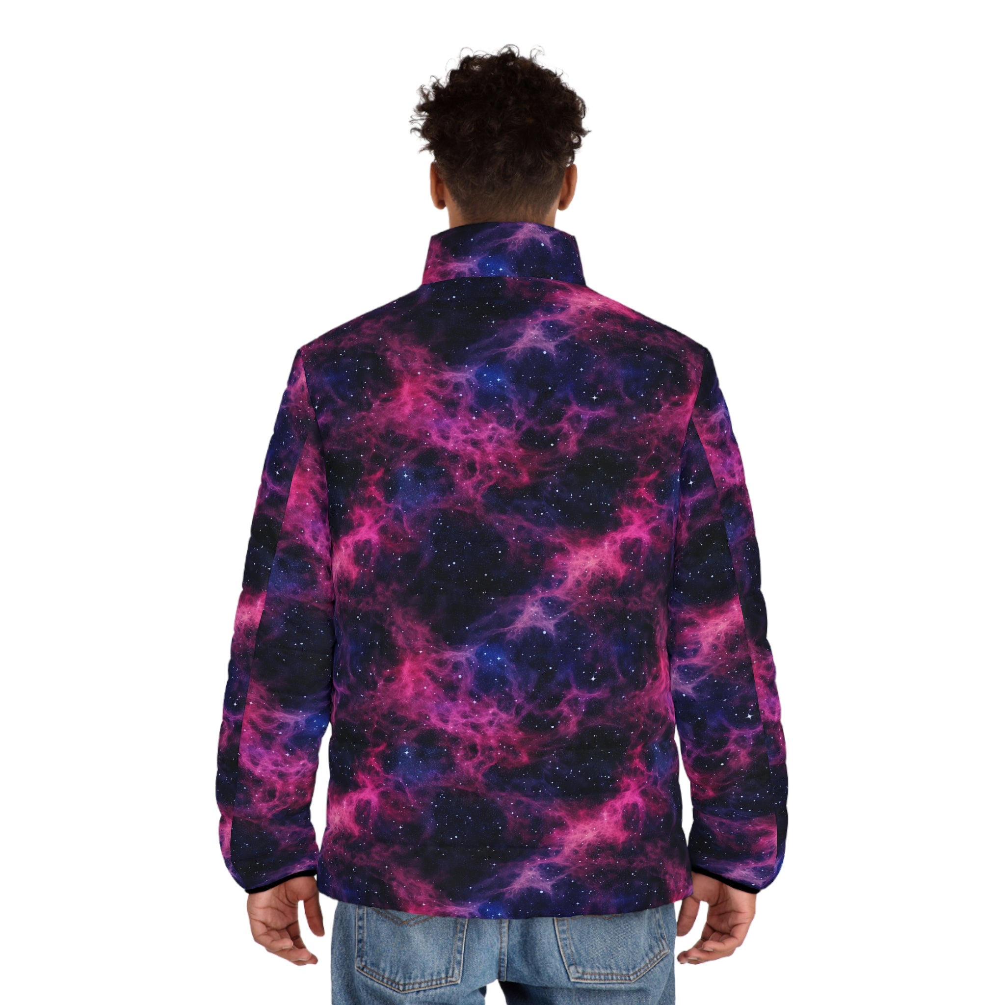 Men's Puffer Jacket (AOP) - Digital Galaxies 02