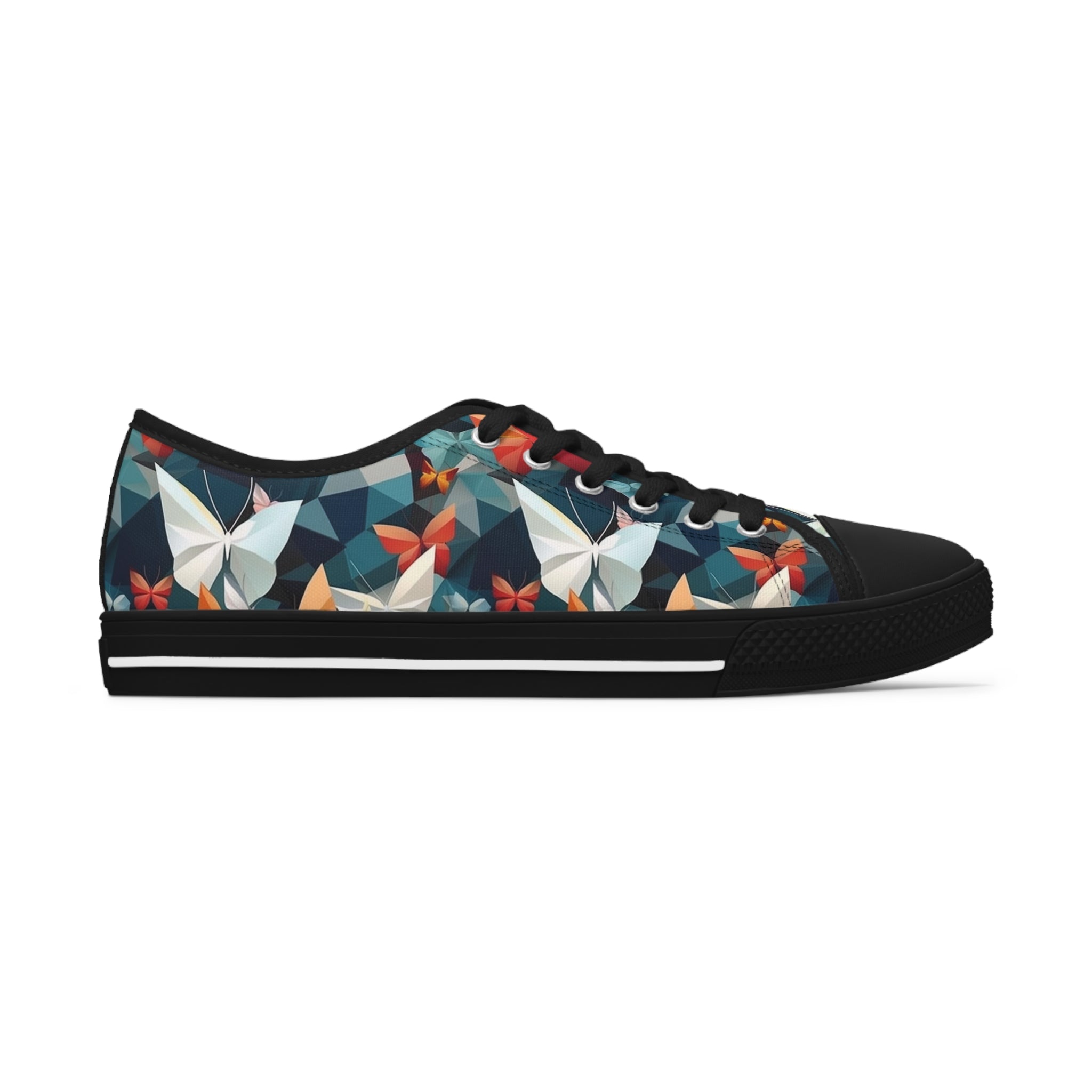 Women's Low Top Sneakers (AOP) - Seamless Butterfly Designs 09