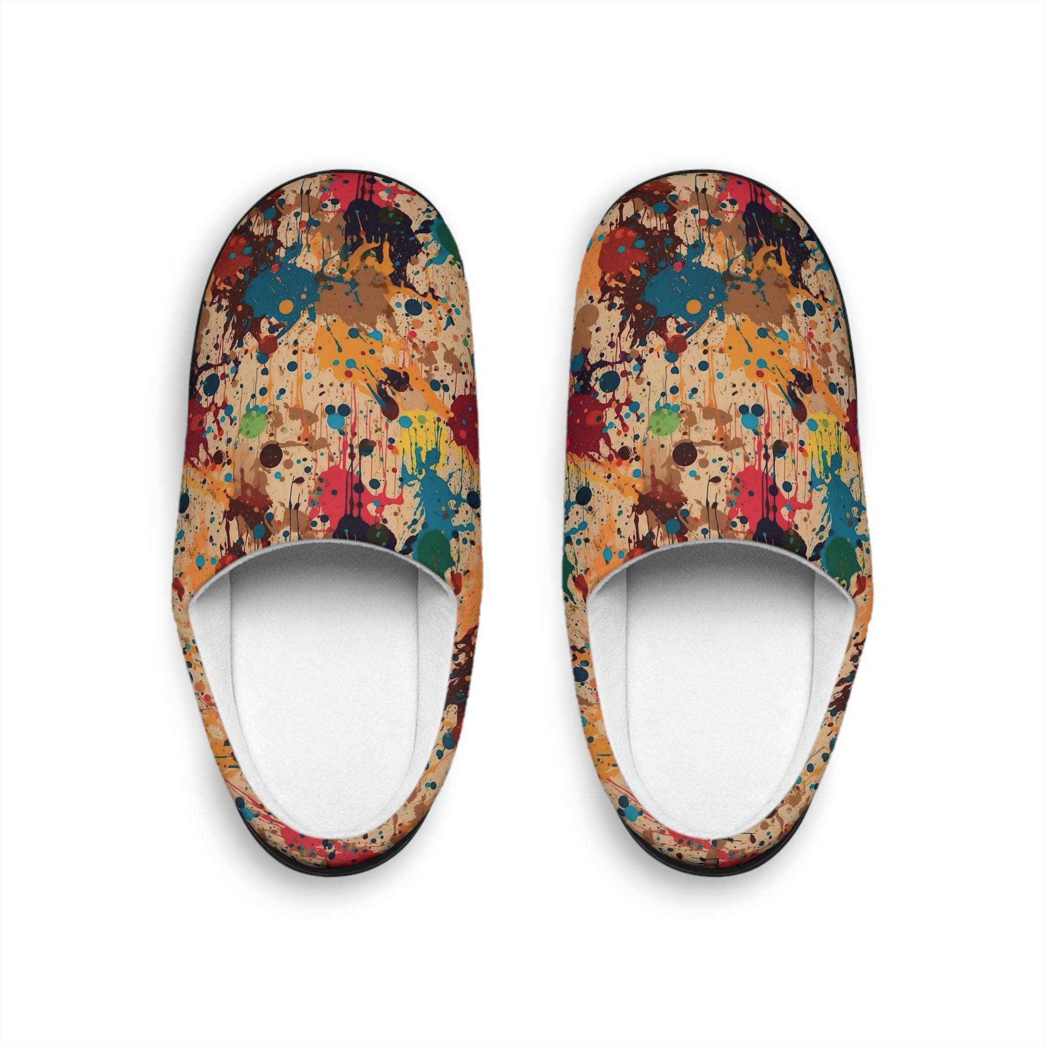 Men's Indoor Slippers (AOP) - Seamless Color Splatter Design 01