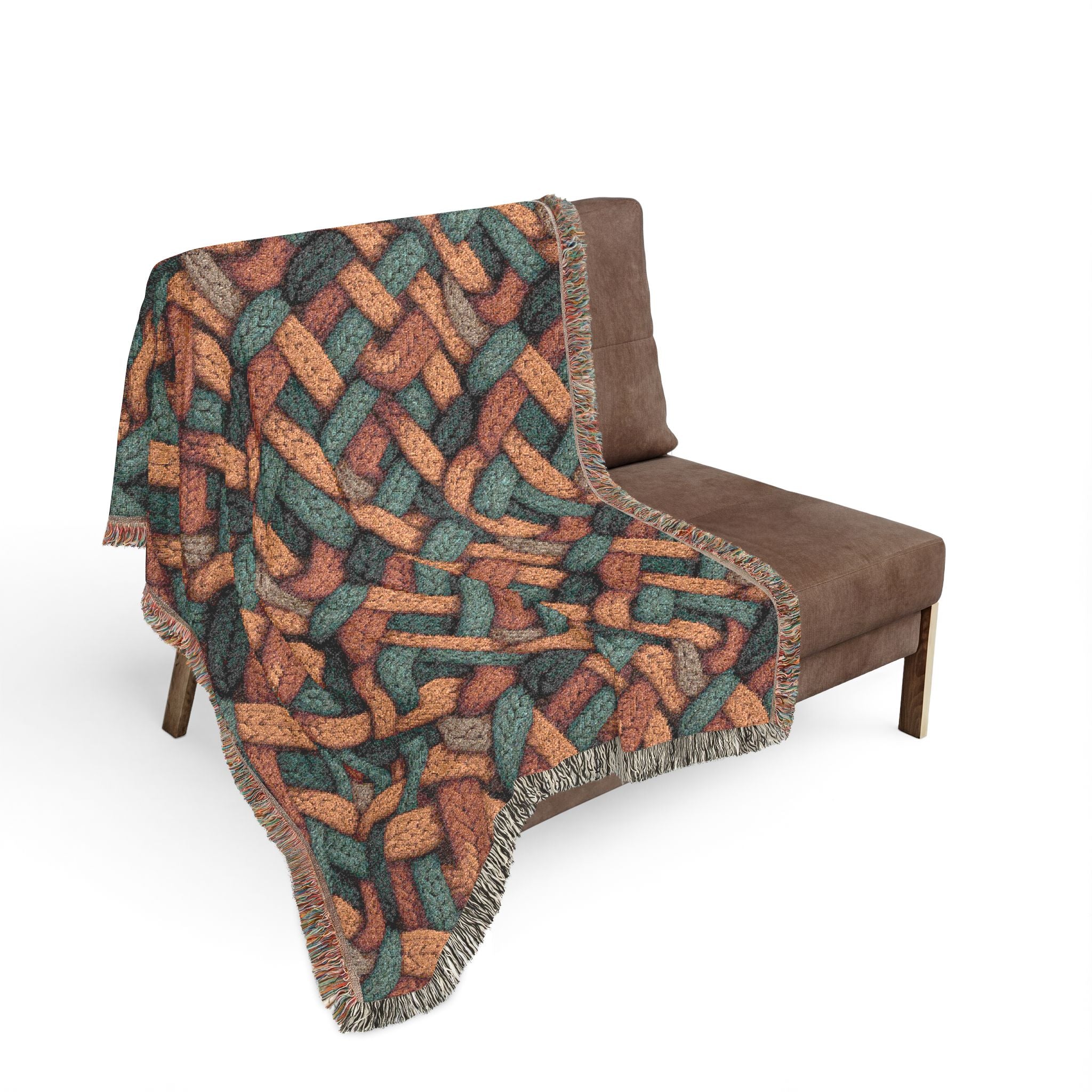 Woven Throw Blanket — Reversible Cozy Check Pattern for Living Room & Cabin - Design 07