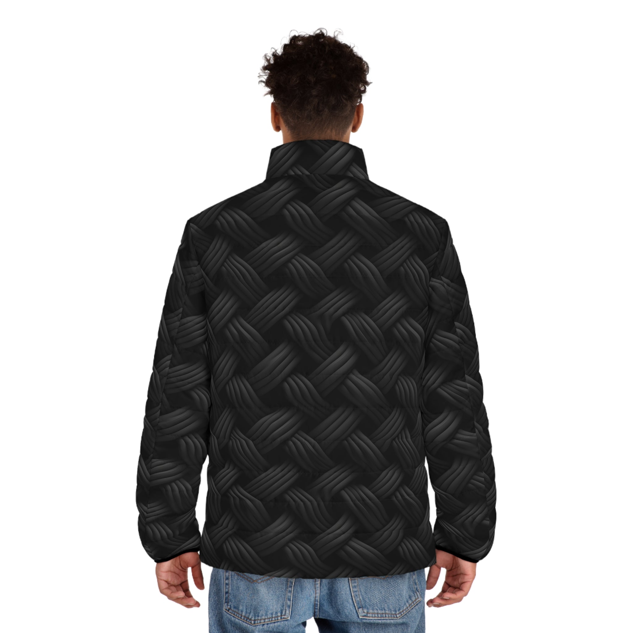 Men's Puffer Jacket (AOP) - Black Noir Designs 05