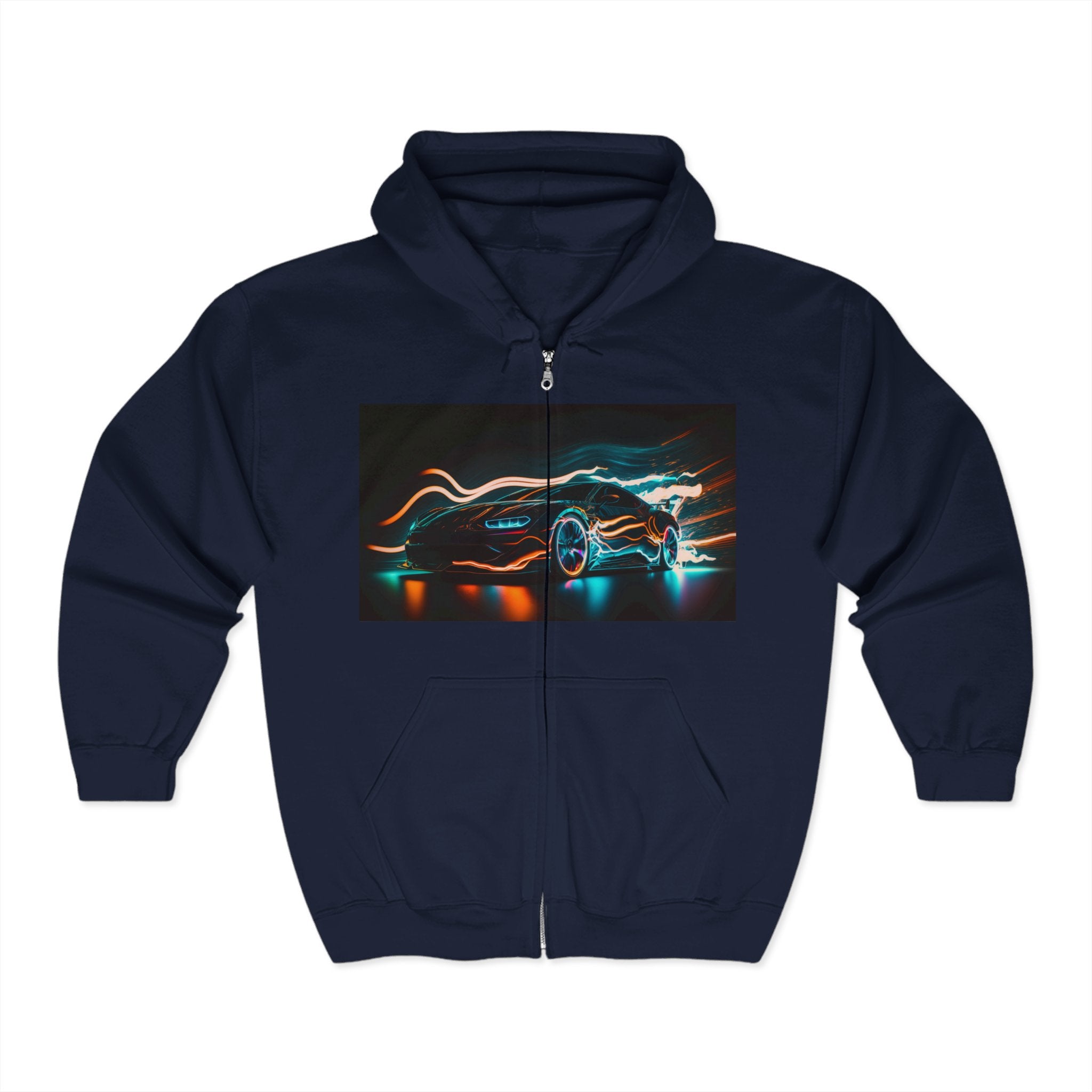 Unisex Heavy Blend™ Full Zip Hooded Sweatshirt - Neon Car 15