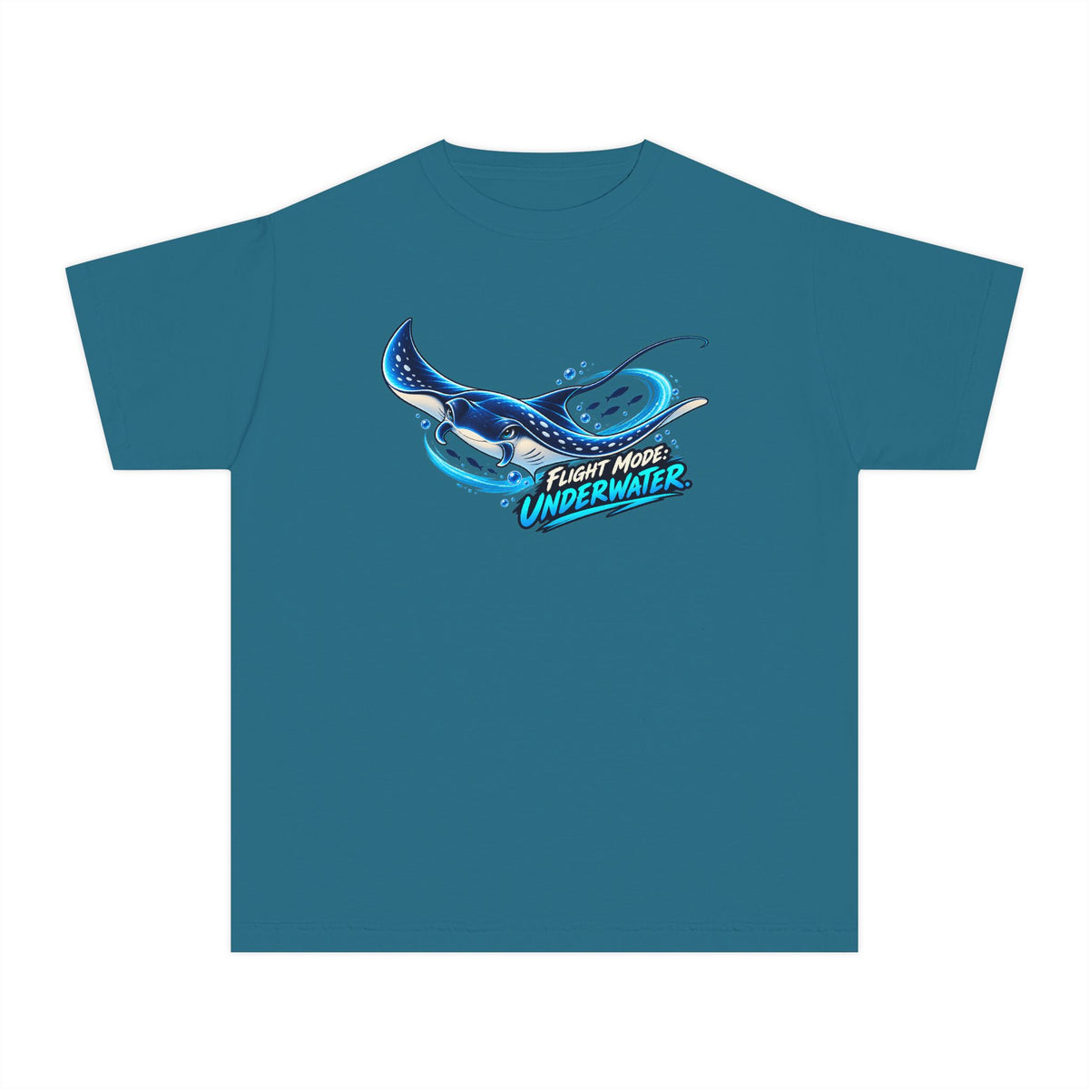 Manta Ray Flying Underwater, a Science design, on a youth midweight cotton tee