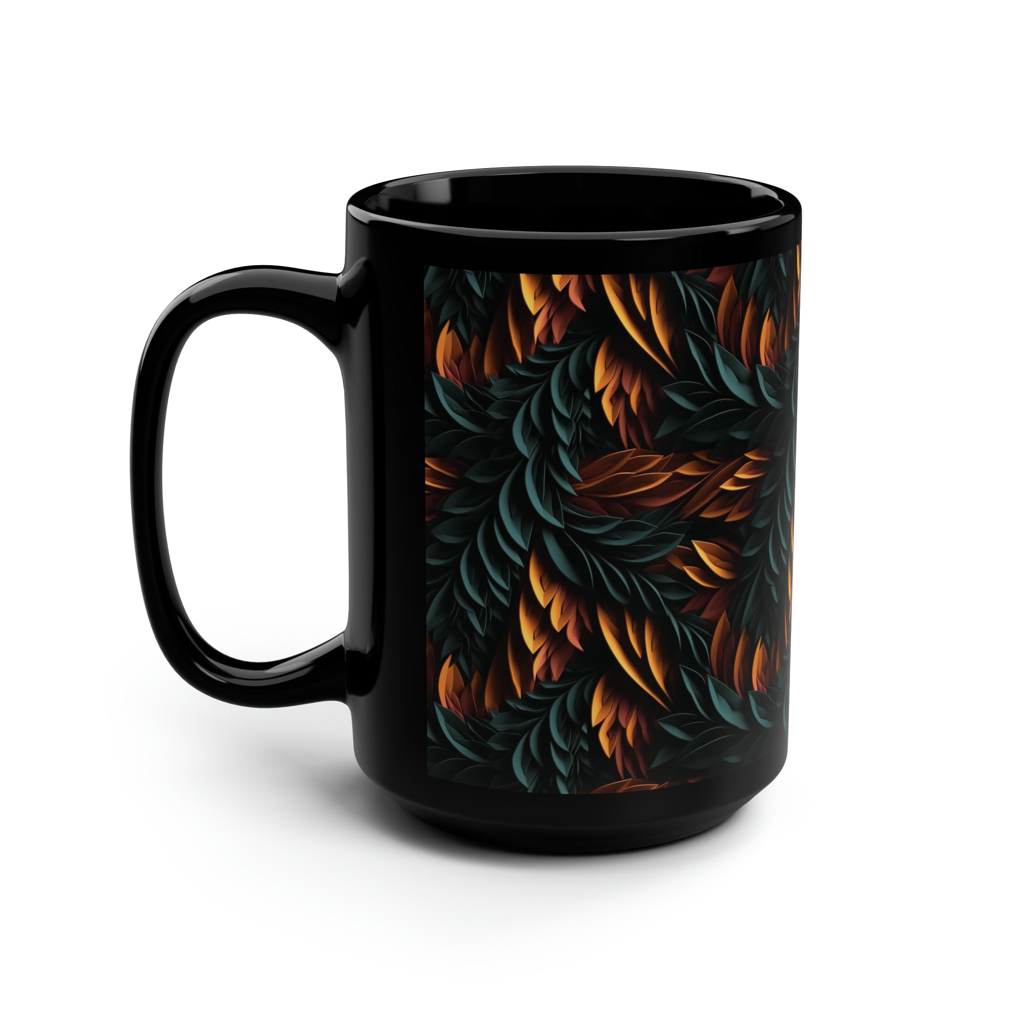 Black Mug, 15oz (AOP) - 3D Art Designs 02