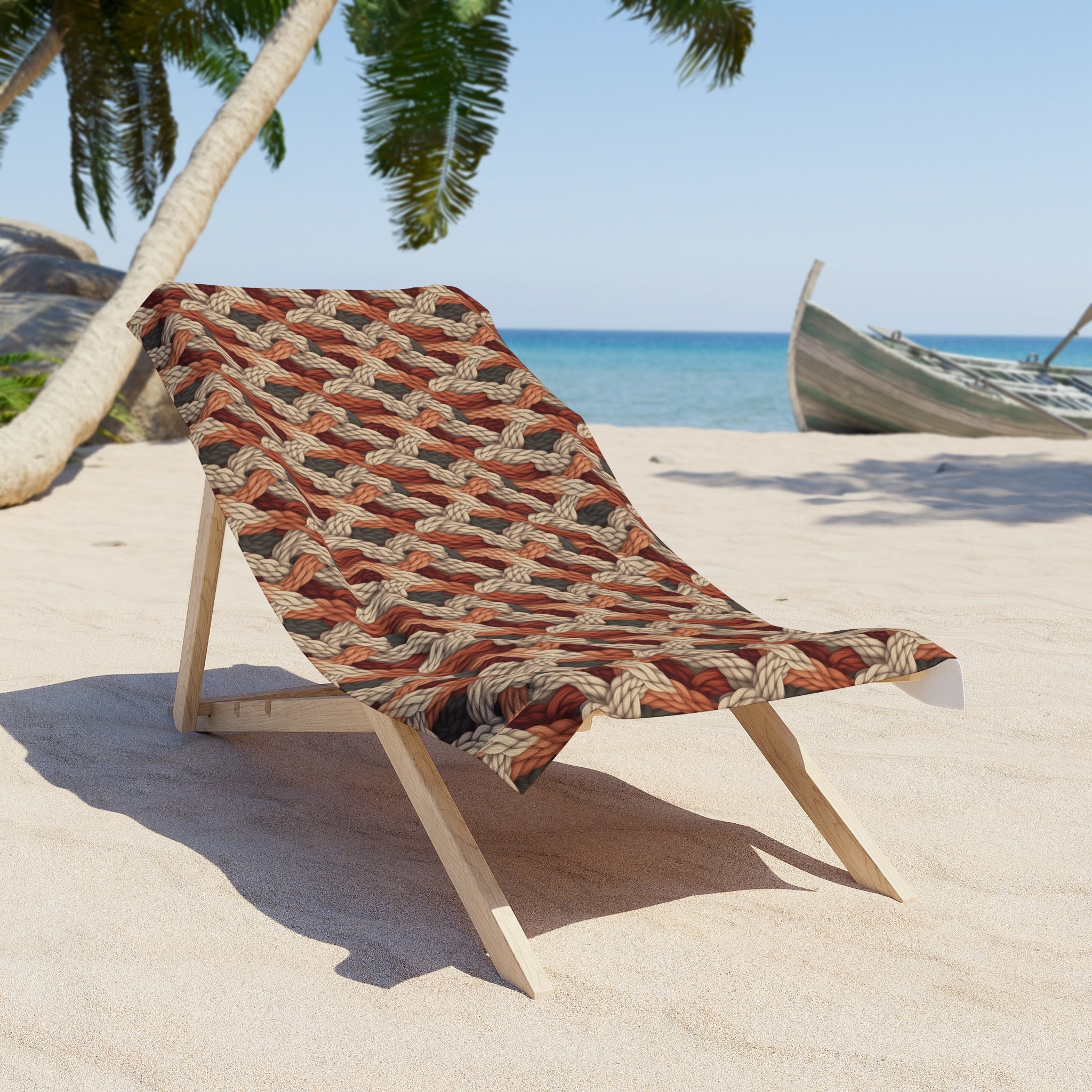 Beach Towel (AOP) - Seamless Knit Art Design 06