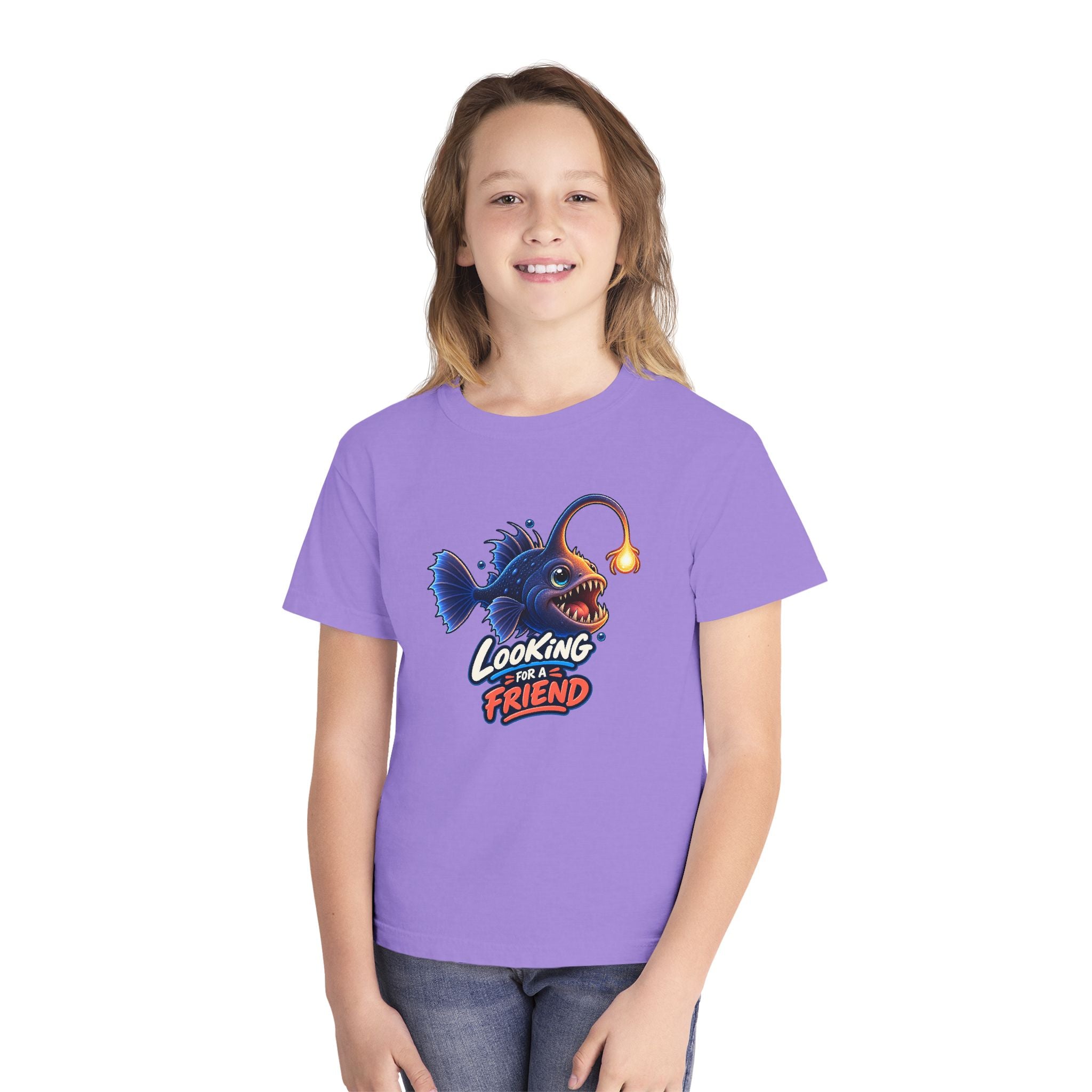 Youth Midweight Cotton Tee - Science collection - Angler Fish looking for a Friend