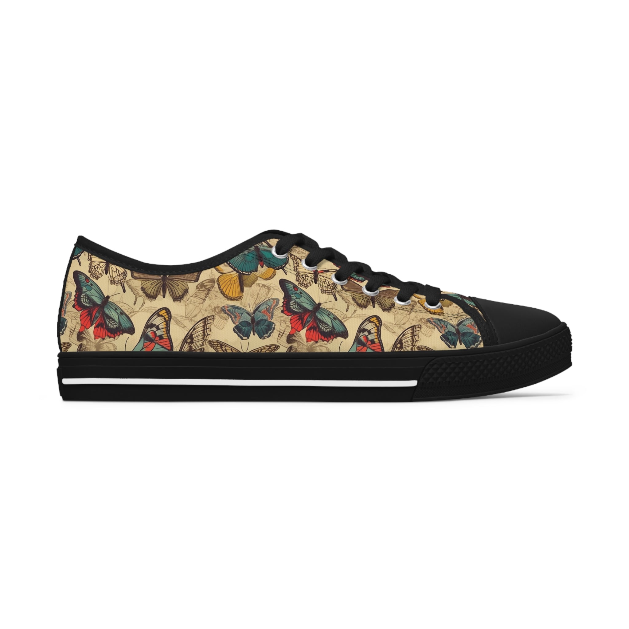 Women's Low Top Sneakers (AOP) - Seamless Butterfly Designs 10
