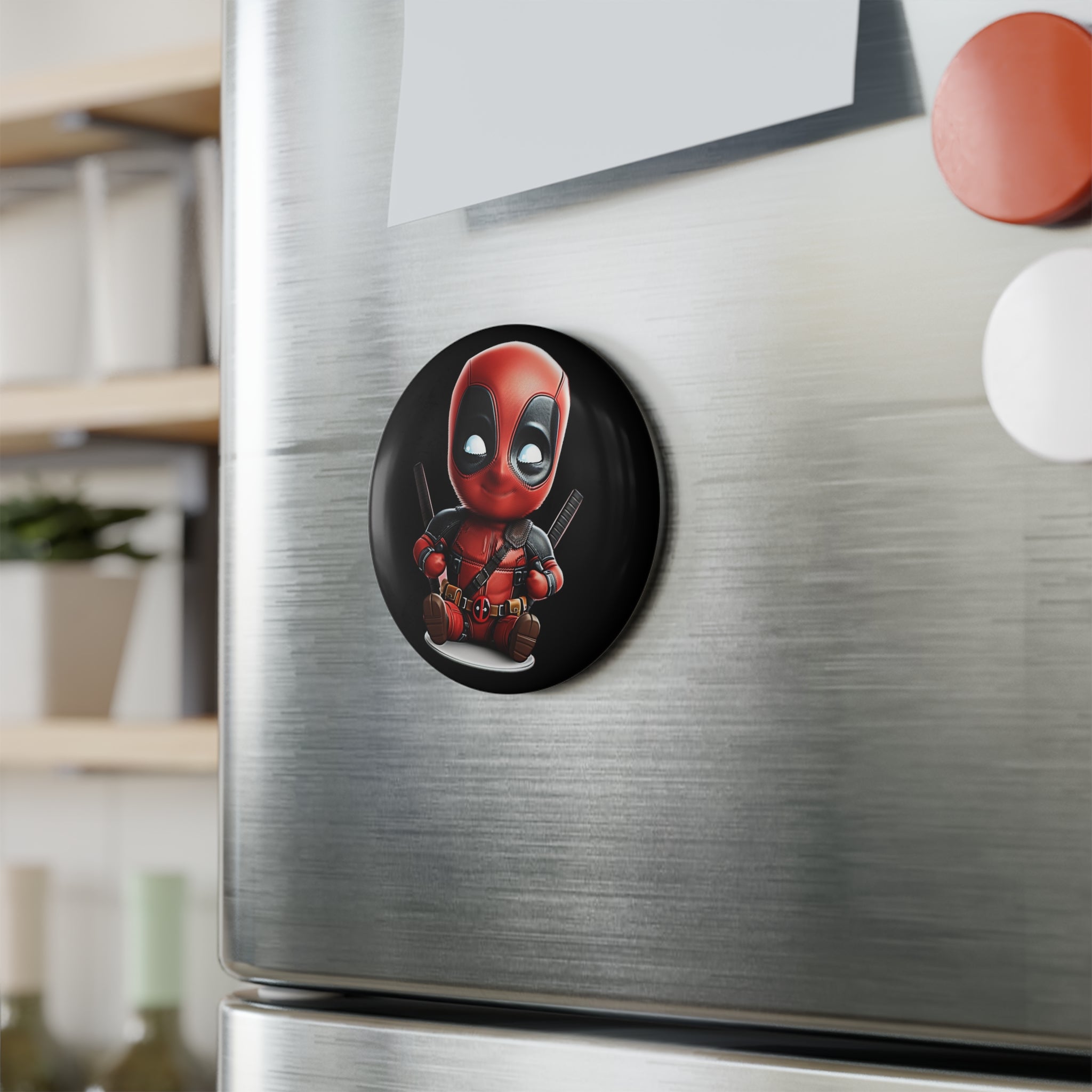 Button Magnet, Round (1 & 10 pcs) - Baby Deadpool 02
