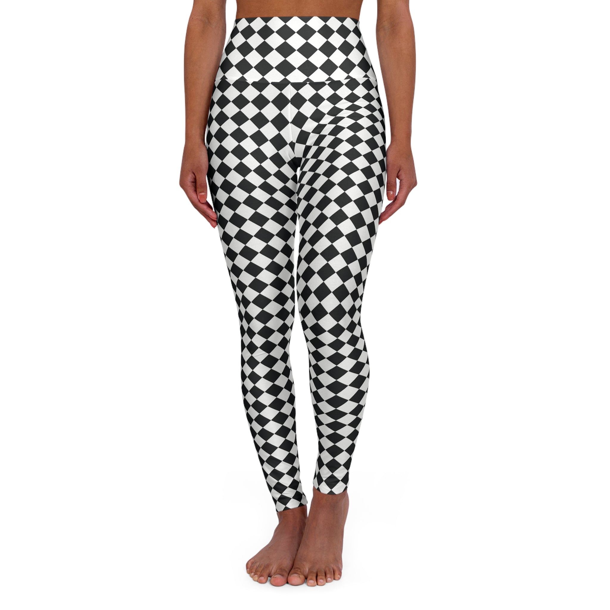 High Waisted Yoga Leggings (AOP) - Seamless Checkered Designs 10