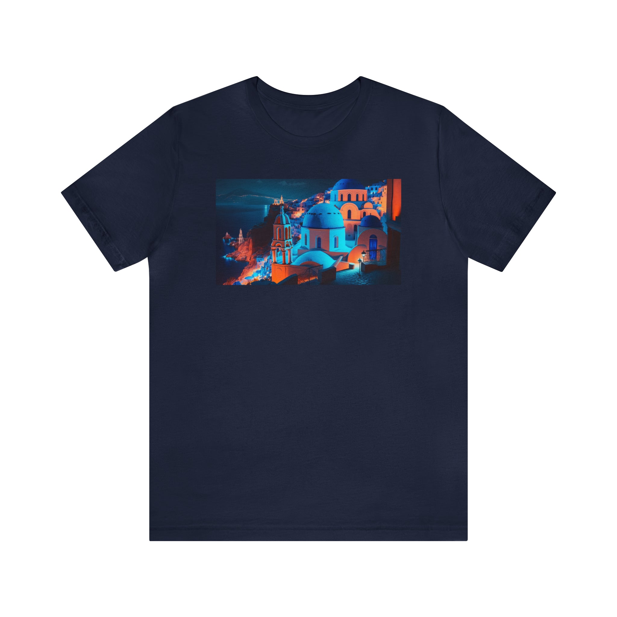 Unisex Jersey Short Sleeve Tee - Oia Blue Domes, Greece