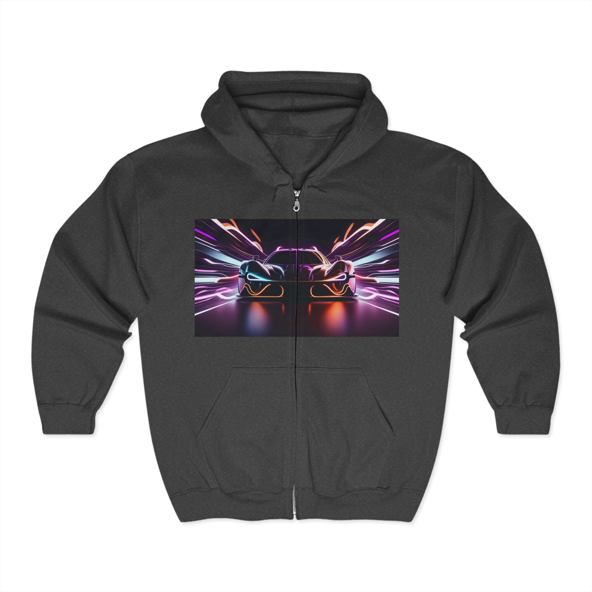 Unisex Heavy Blend™ Full Zip Hooded Sweatshirt - Neon Car 01