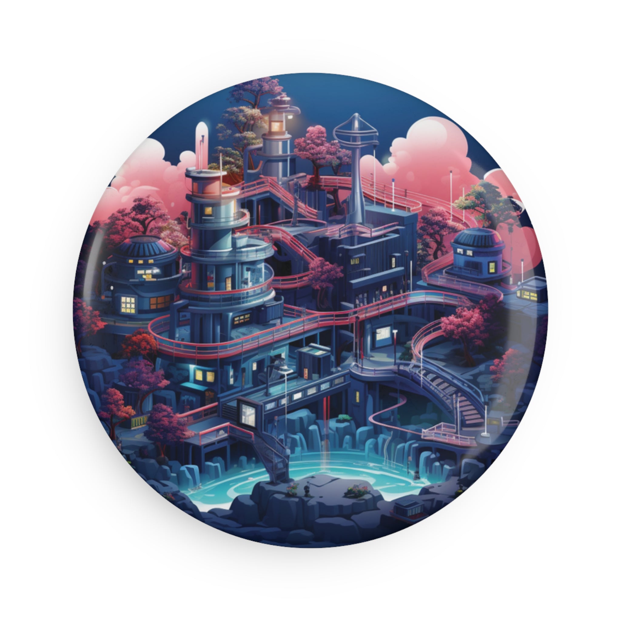 Button Magnet, Round (1 & 10 pcs) - Isometric City Designs 04