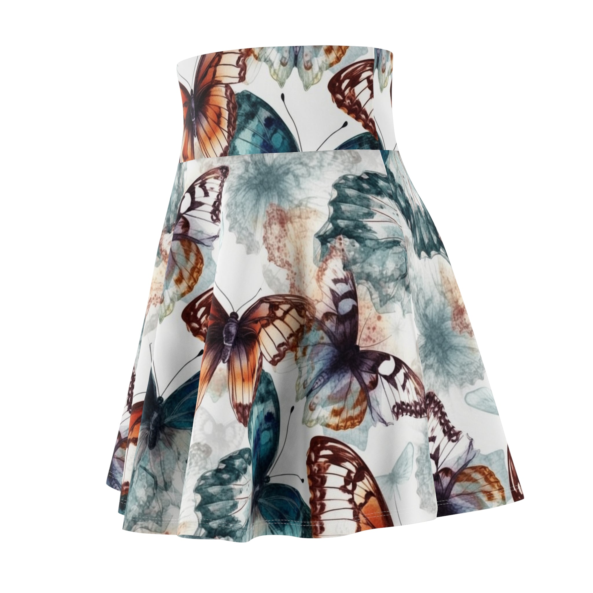 Women's Skater Skirt (AOP) - Seamless Watercolor Designs - Butterflies 01
