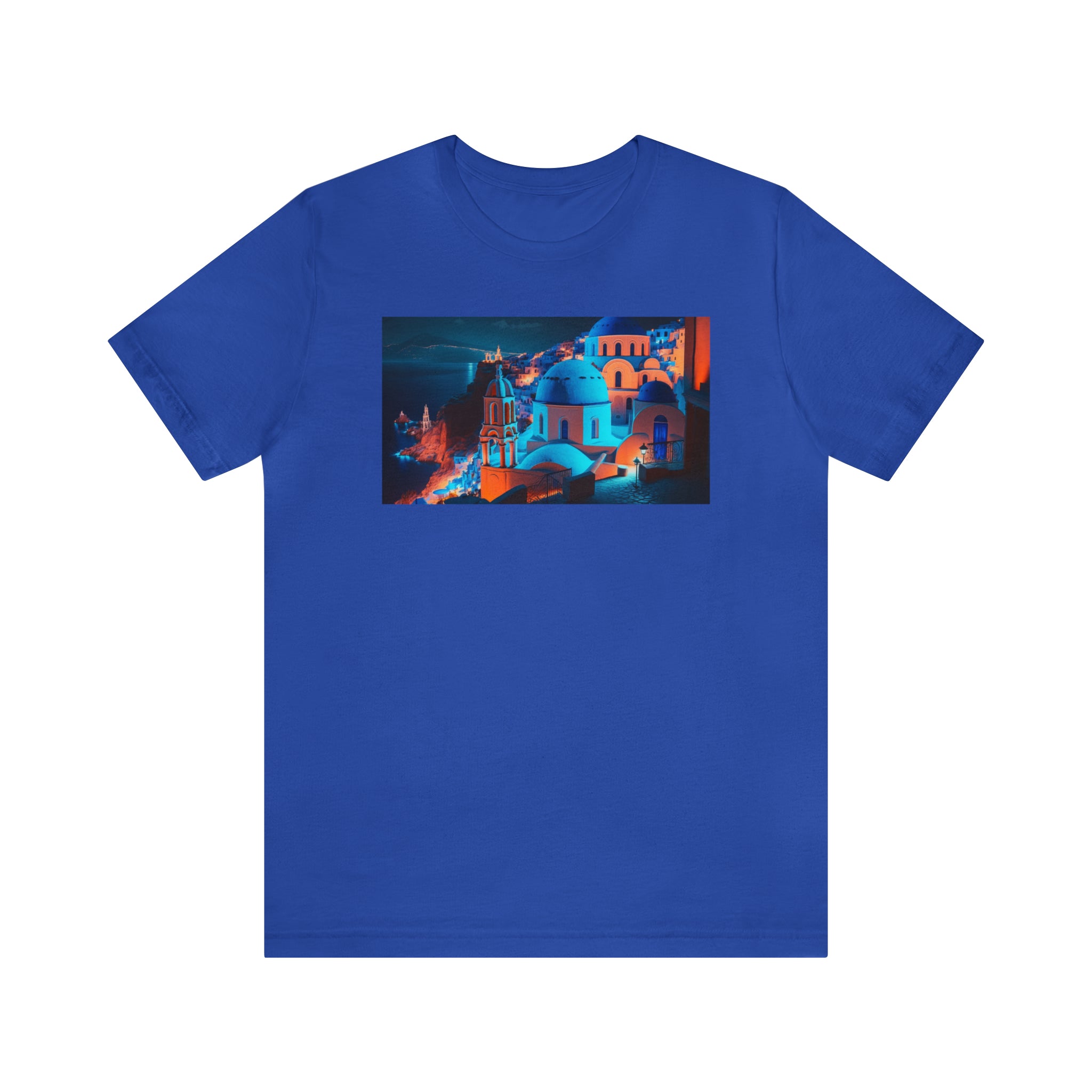 Unisex Jersey Short Sleeve Tee - Oia Blue Domes, Greece