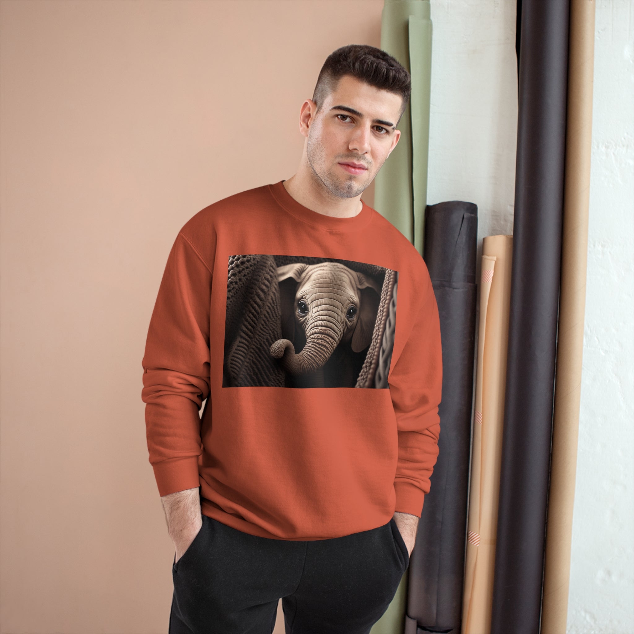 Champion Sweatshirt - Knit Animals, Elephant Calf