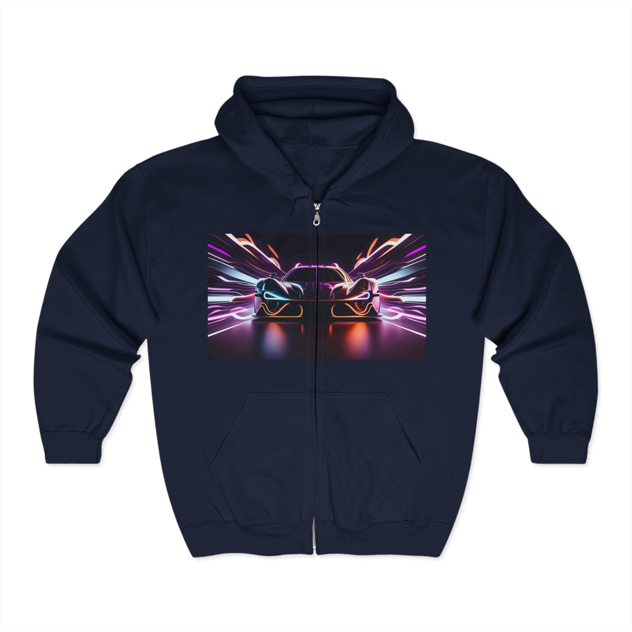 Unisex Heavy Blend™ Full Zip Hooded Sweatshirt - Neon Car 01