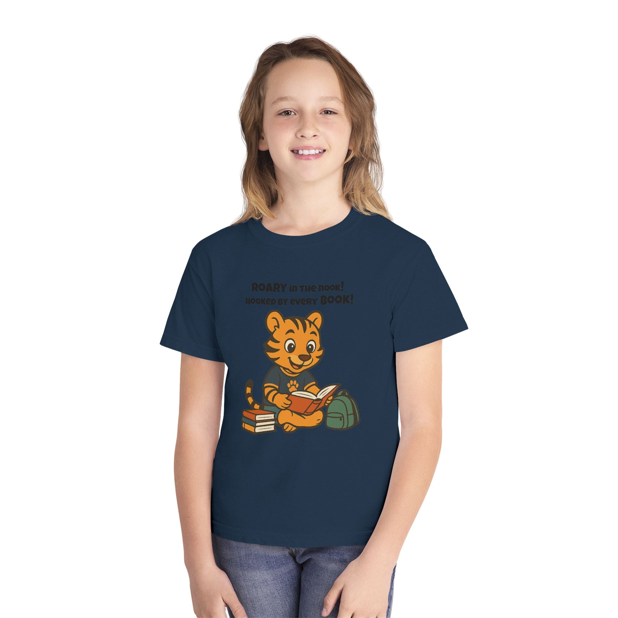 Youth Midweight Cotton Tee - Roary's Adventures in the Library