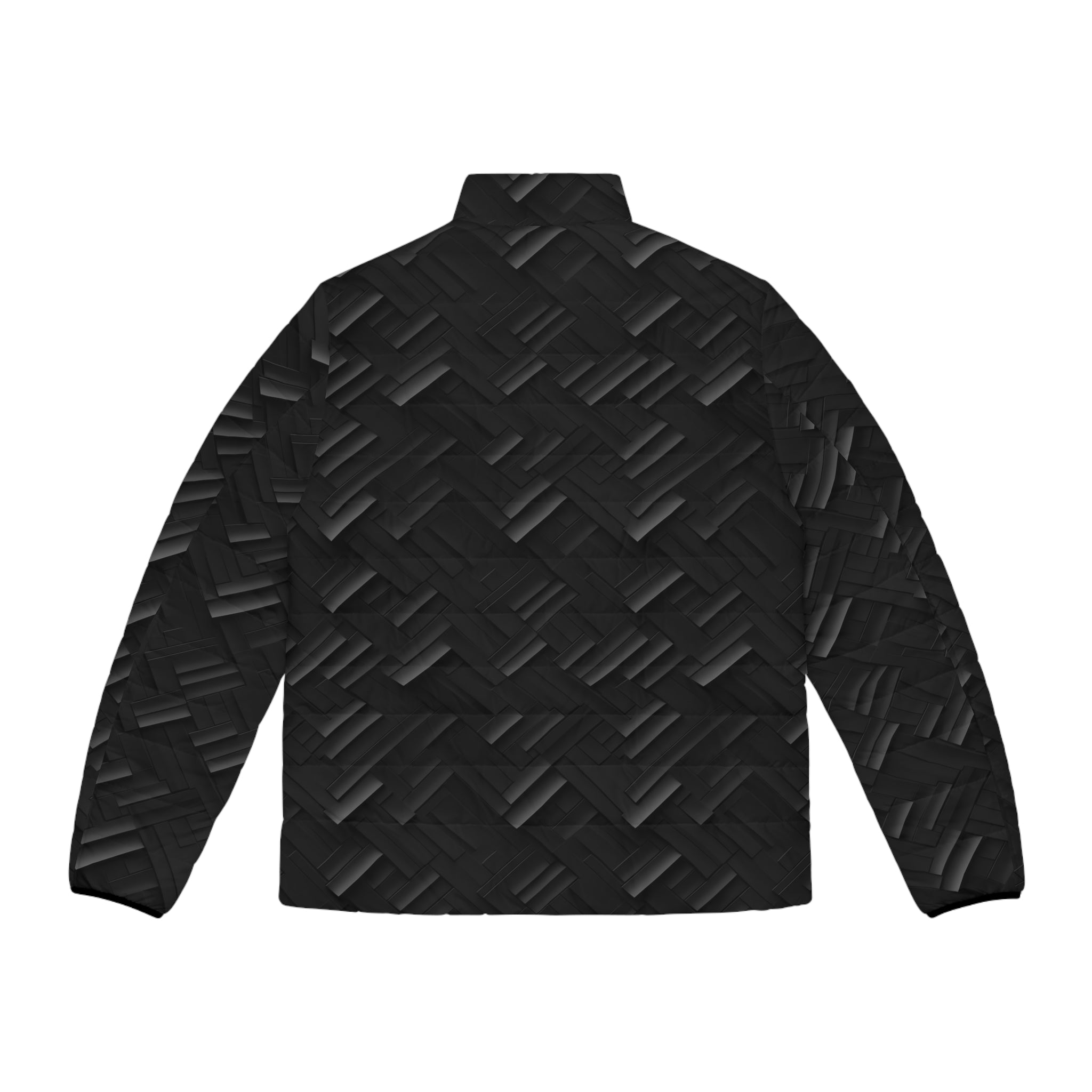 Men's Puffer Jacket (AOP) - Black Noir Designs 07