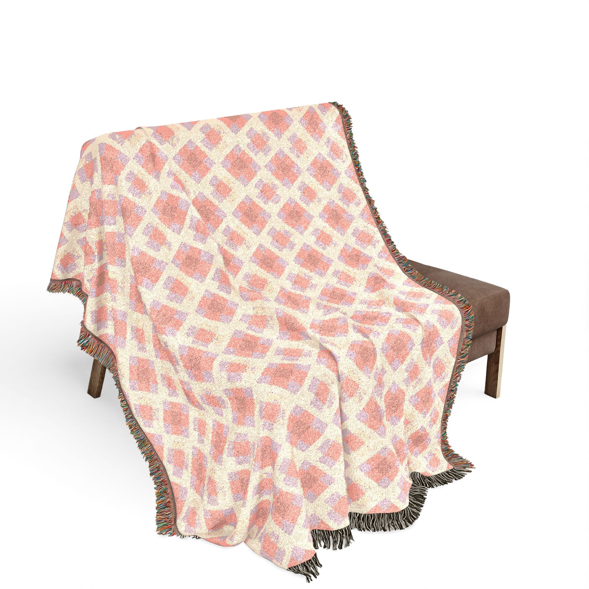 Woven Throw Blanket — Reversible Cozy Check Pattern for Living Room & Cabin - Design 02