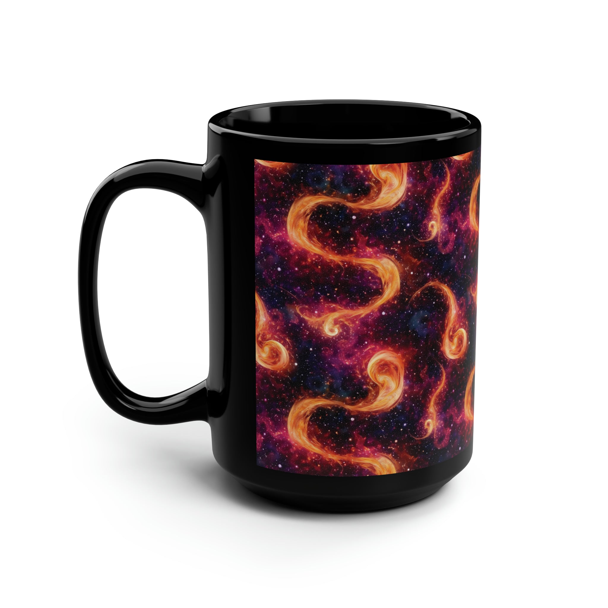 Black Mug, 15oz (AOP) - Fantasy Galaxies 03