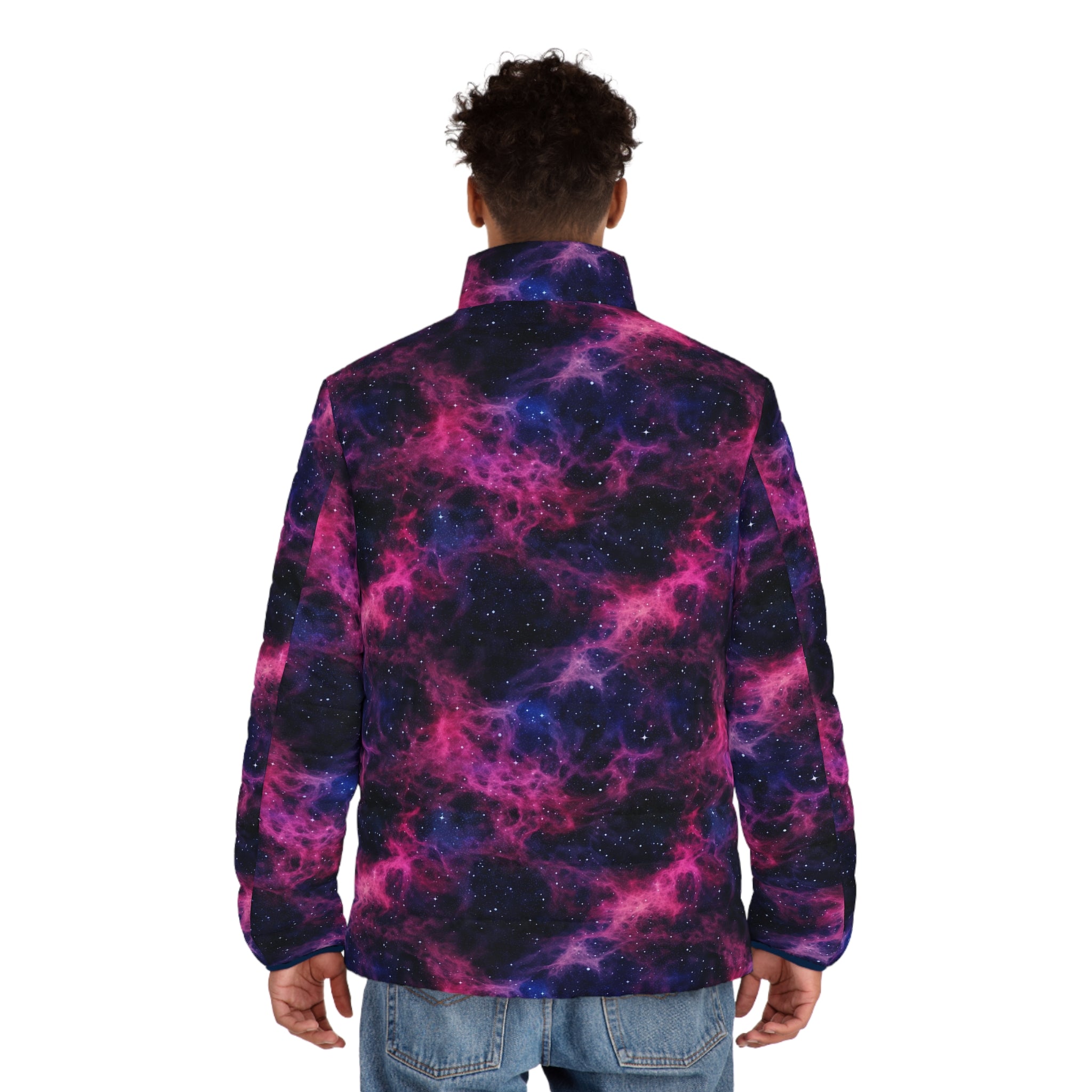 Men's Puffer Jacket (AOP) - Digital Galaxies 02
