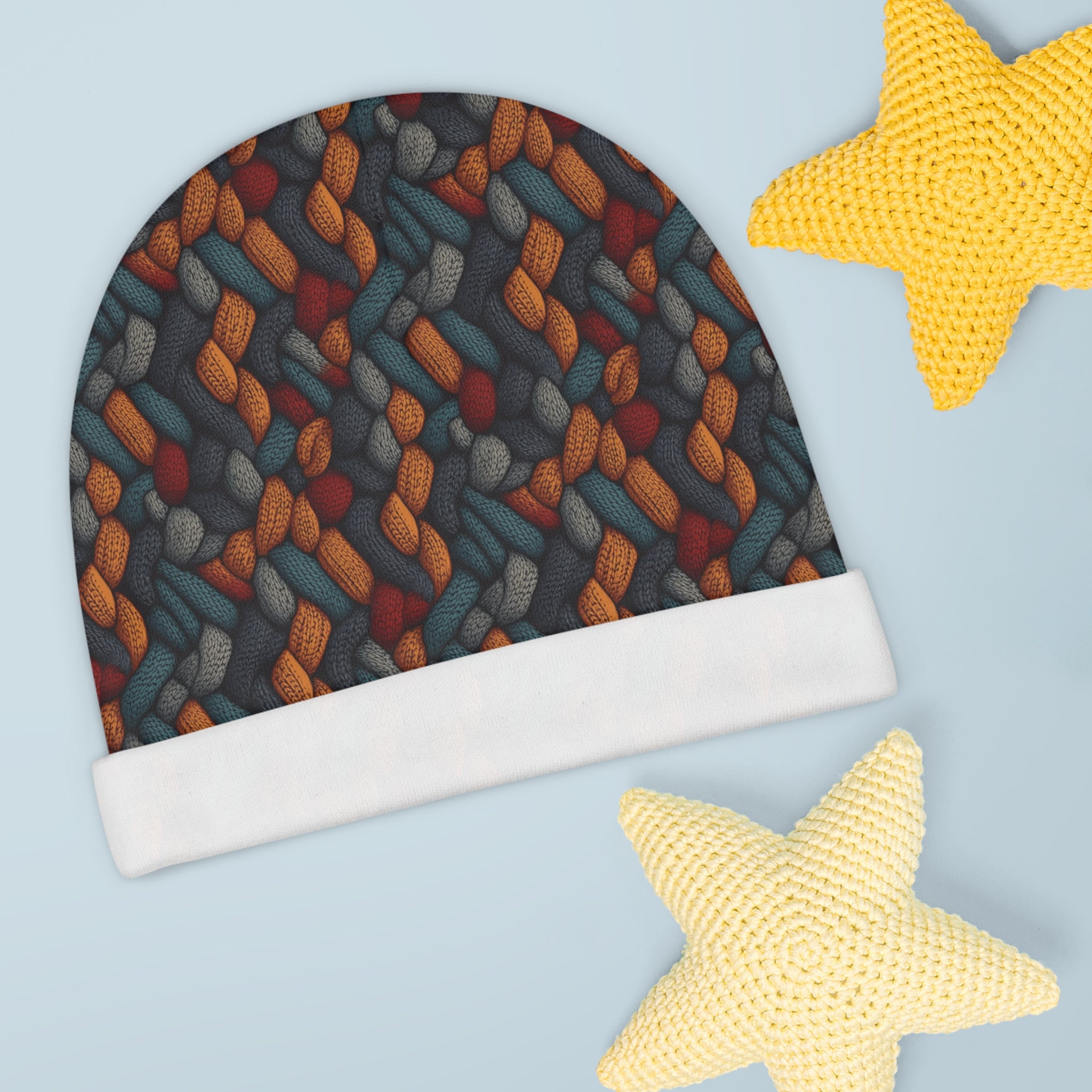 Baby Beanie (AOP) - Seamless Knit Art Design 03