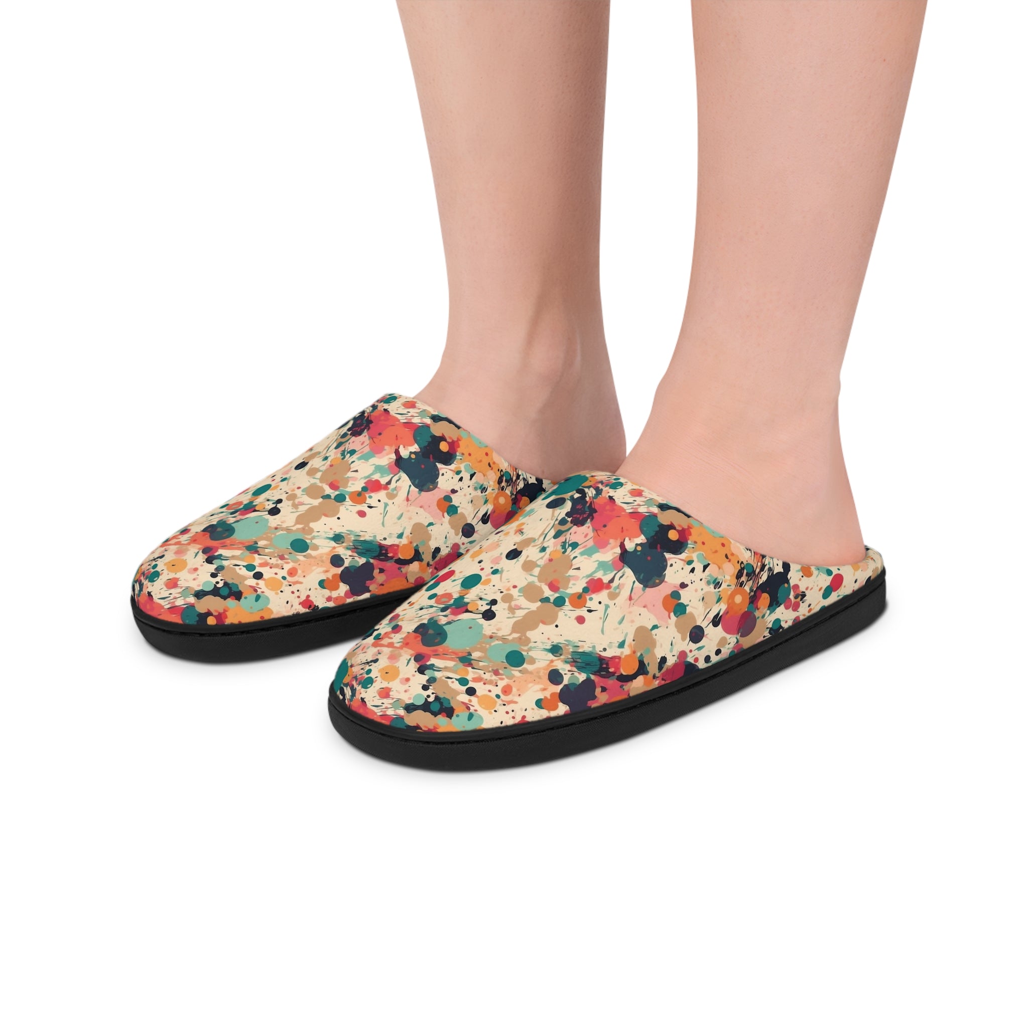Men's Indoor Slippers (AOP) - Seamless Color Splatter Design 02