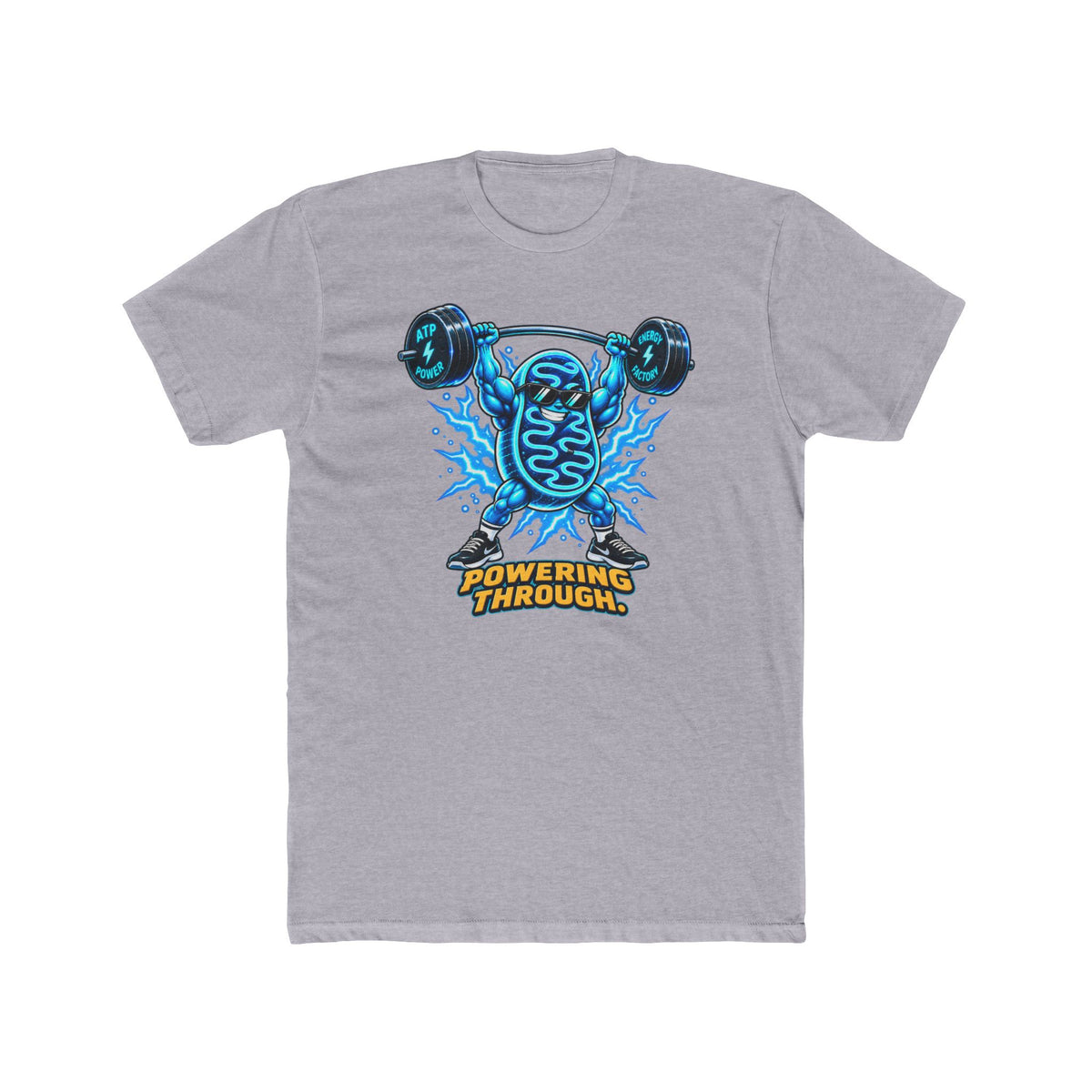 Mitochondria Powerhouse, a Science design, on a men's cotton crew tee
