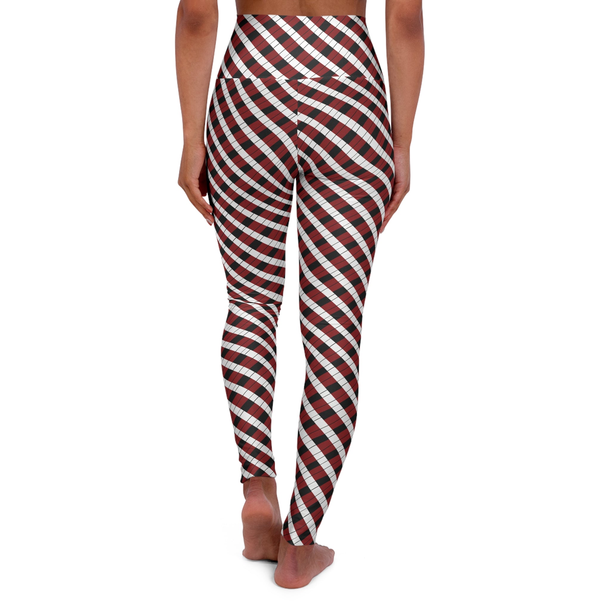 High Waisted Yoga Leggings (AOP) - Seamless Checkered Designs 03